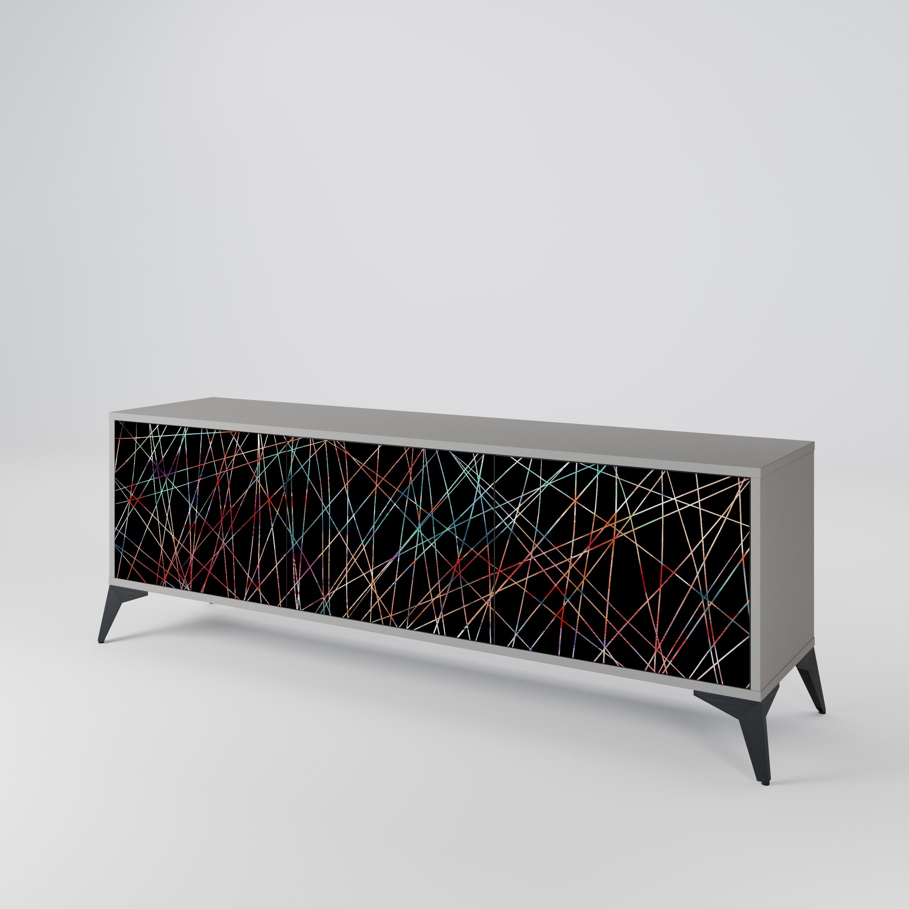 LUMINOUS SNARE 3-Door TV Stand in Grey Finish