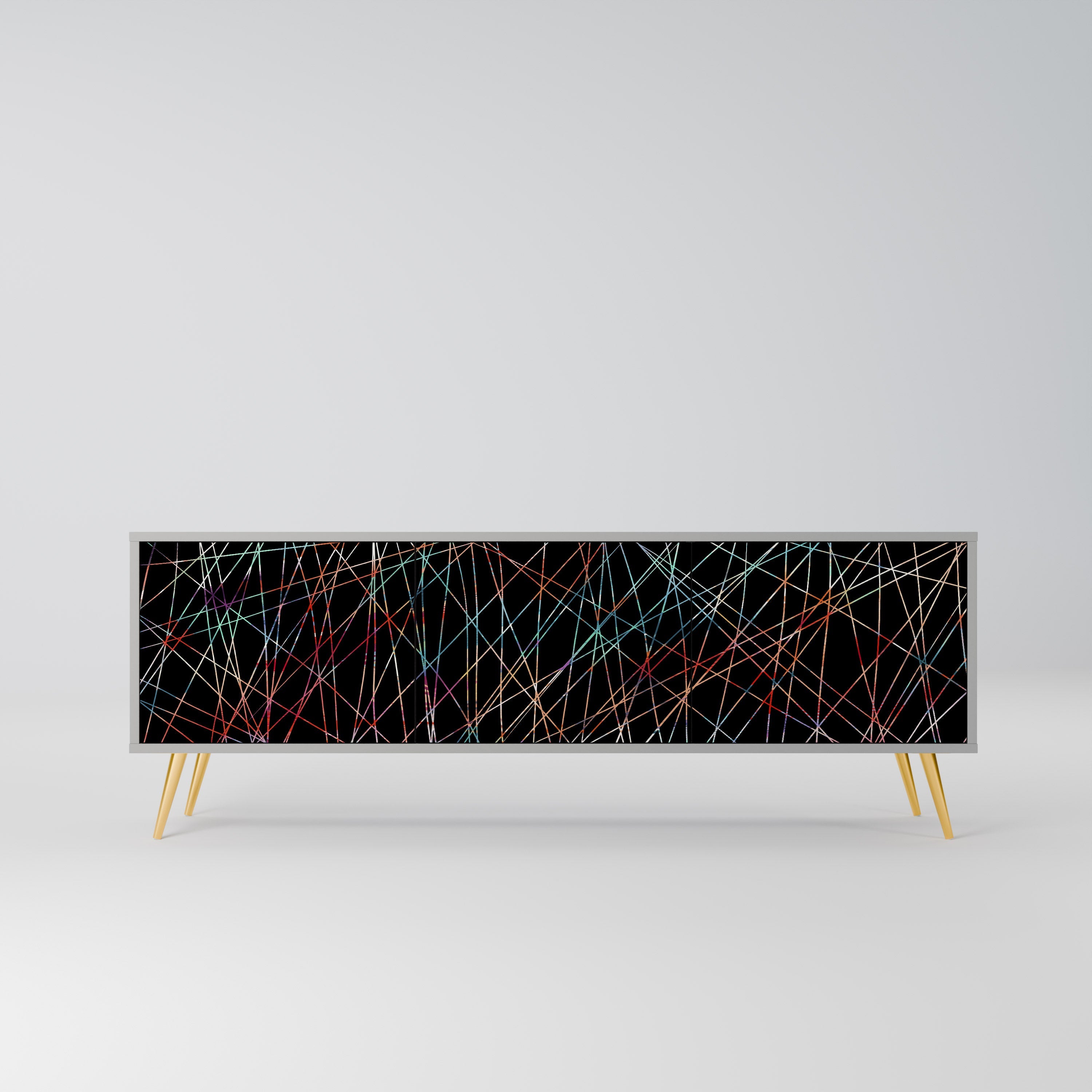 Meuble TV 3 portes LUMINOUS SNARE en finition grise