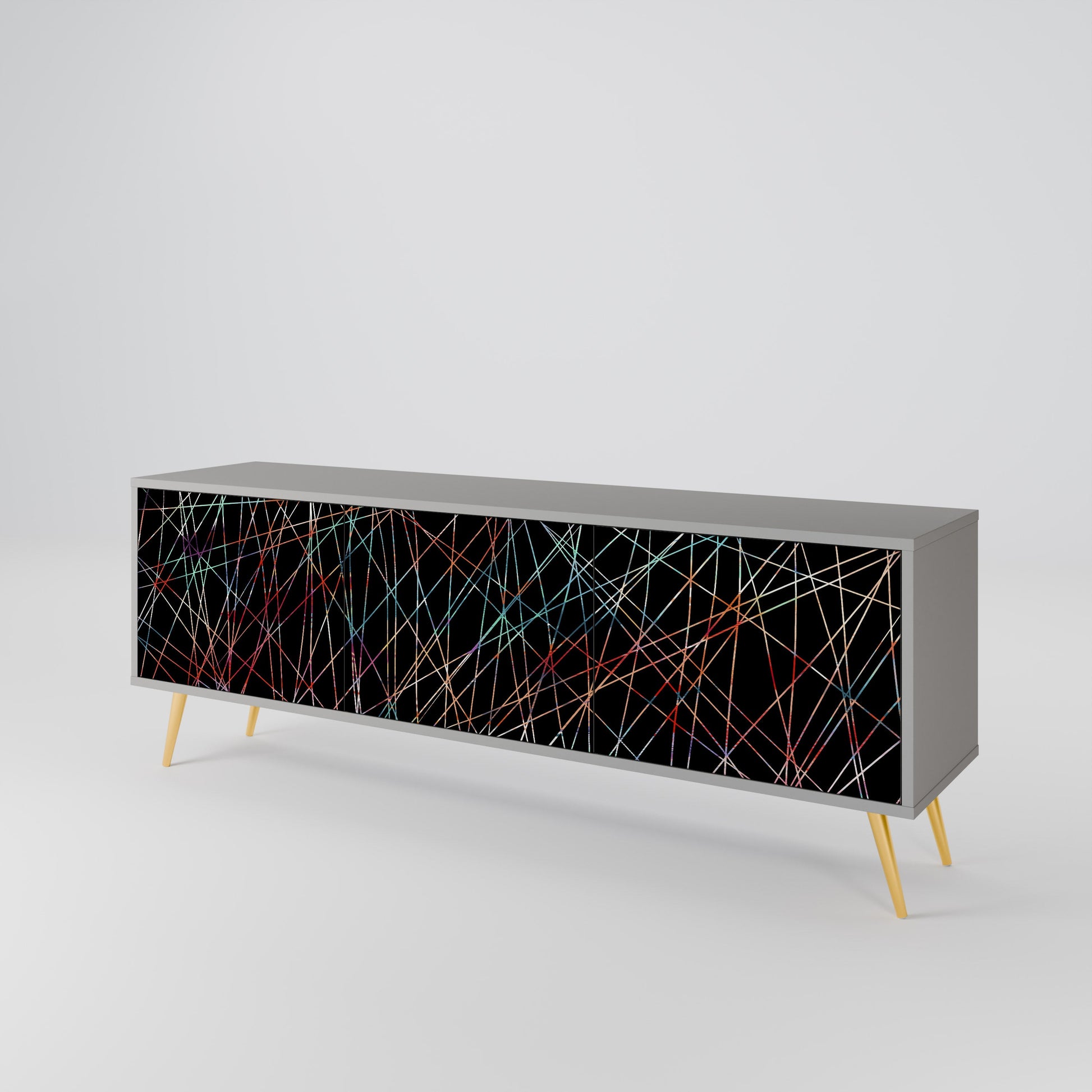 Meuble TV 3 portes LUMINOUS SNARE en finition grise