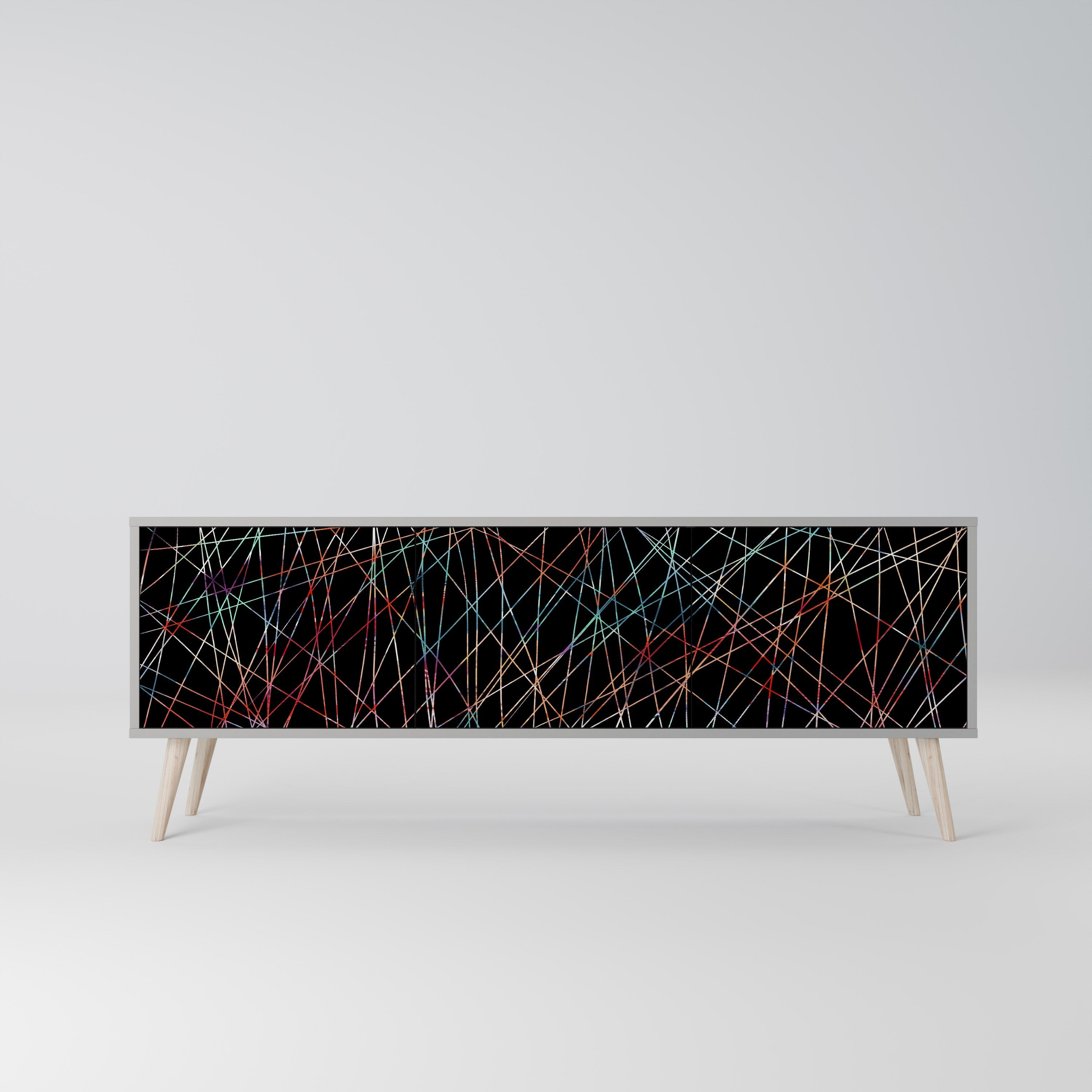 LUMINOUS SNARE 3-Door TV Stand in Grey Finish