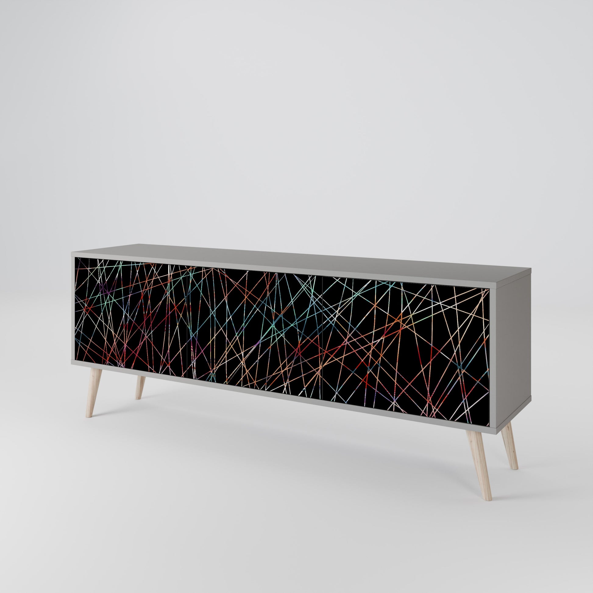 Meuble TV 3 portes LUMINOUS SNARE en finition grise