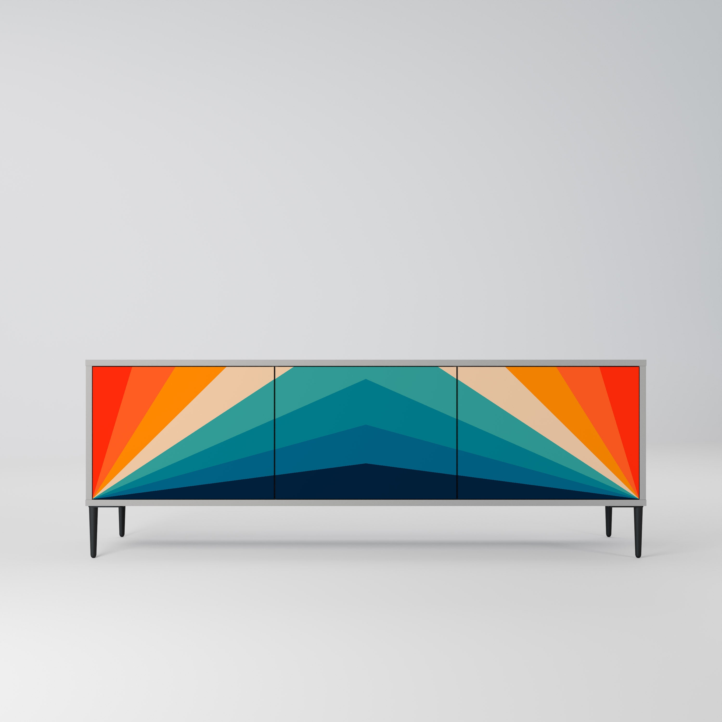 Meuble TV 3 portes PRISM CONCUSSION, finition grise