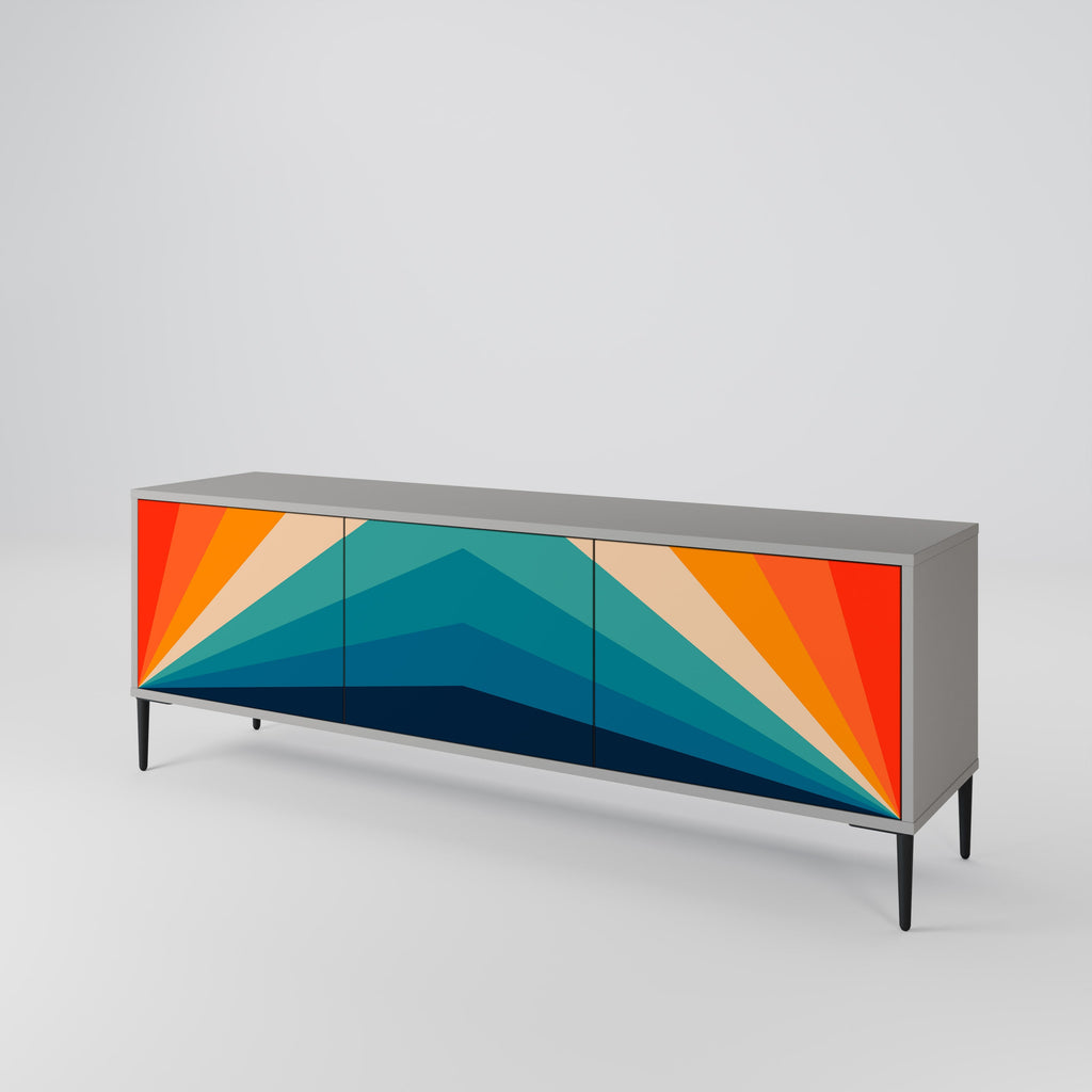 Meuble TV 3 portes PRISM CONCUSSION, finition grise