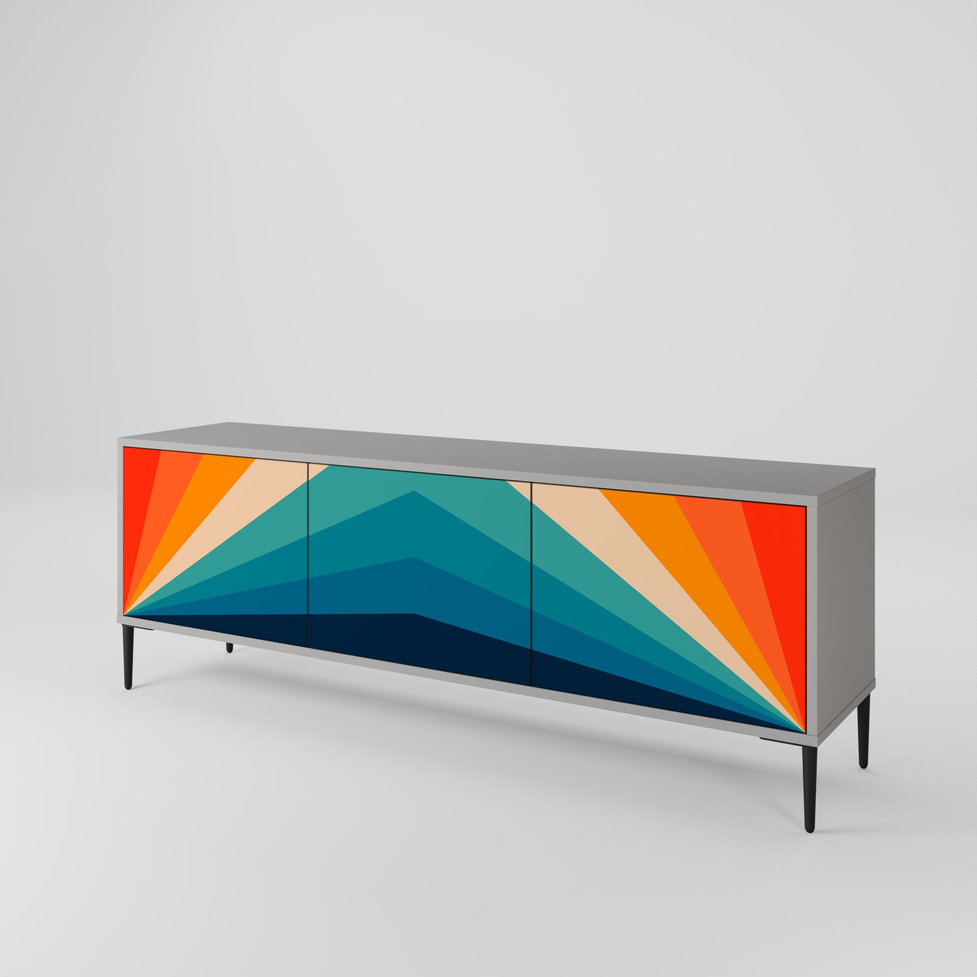 Meuble TV 3 portes PRISM CONCUSSION, finition grise