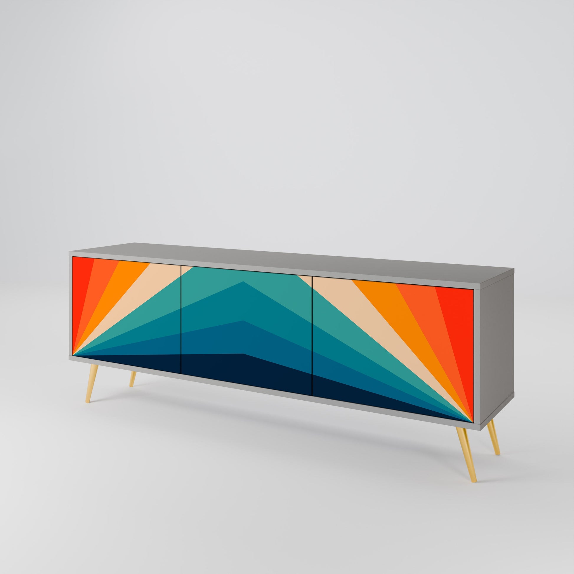 Meuble TV 3 portes PRISM CONCUSSION, finition grise