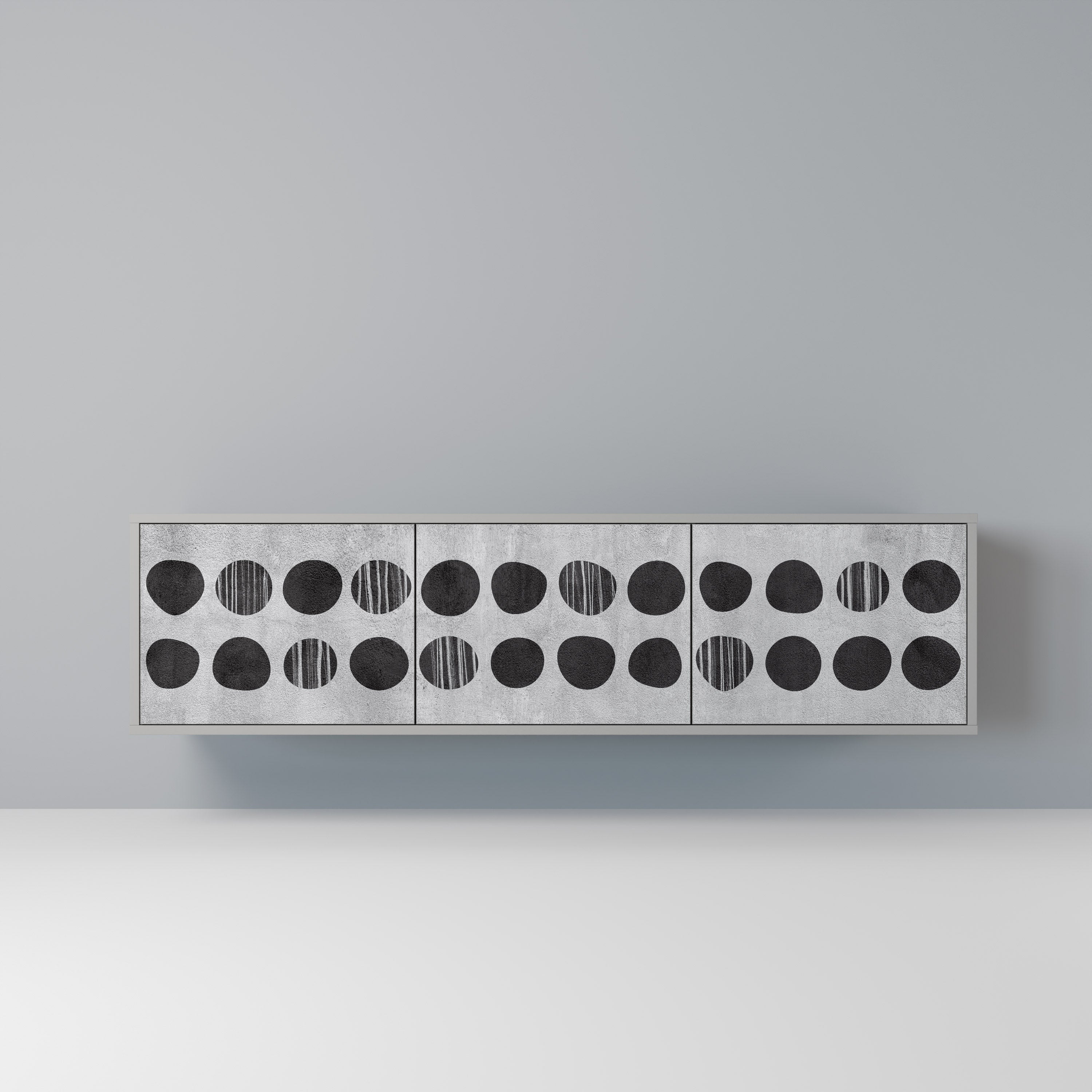 Meuble TV 3 portes GHOSTLY GRADIENTS finition grise