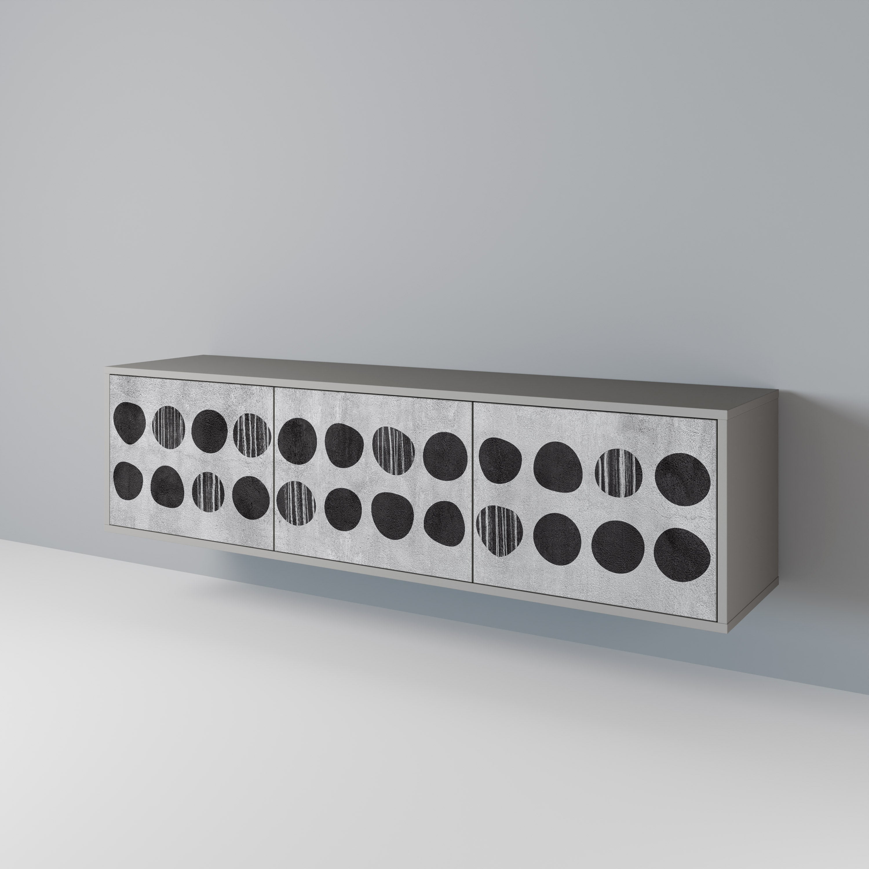 GHOSTLY GRADIENTS 3-Door TV Stand in Grey Finish