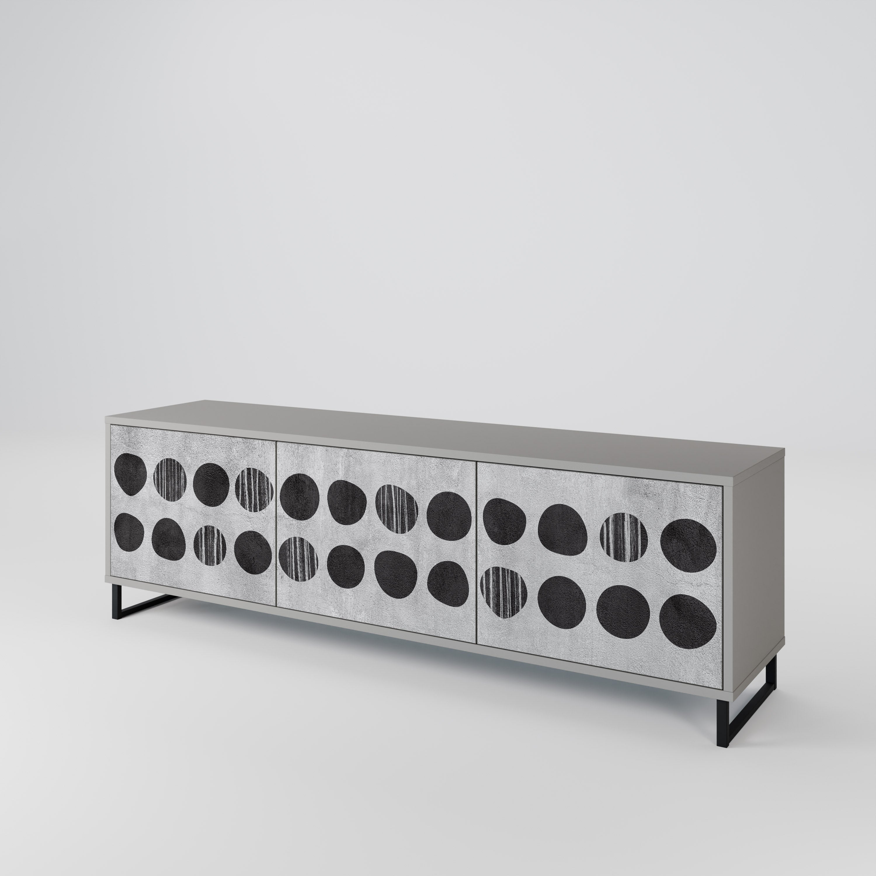 GHOSTLY GRADIENTS 3-Door TV Stand in Grey Finish