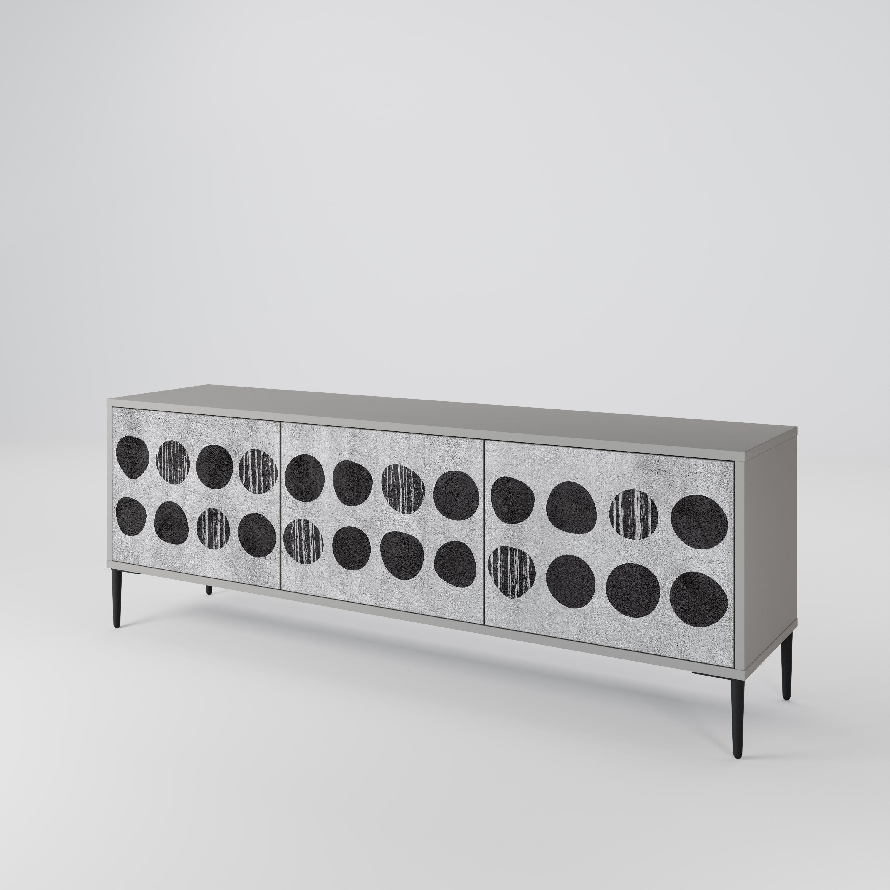 GHOSTLY GRADIENTS 3-Door TV Stand in Grey Finish