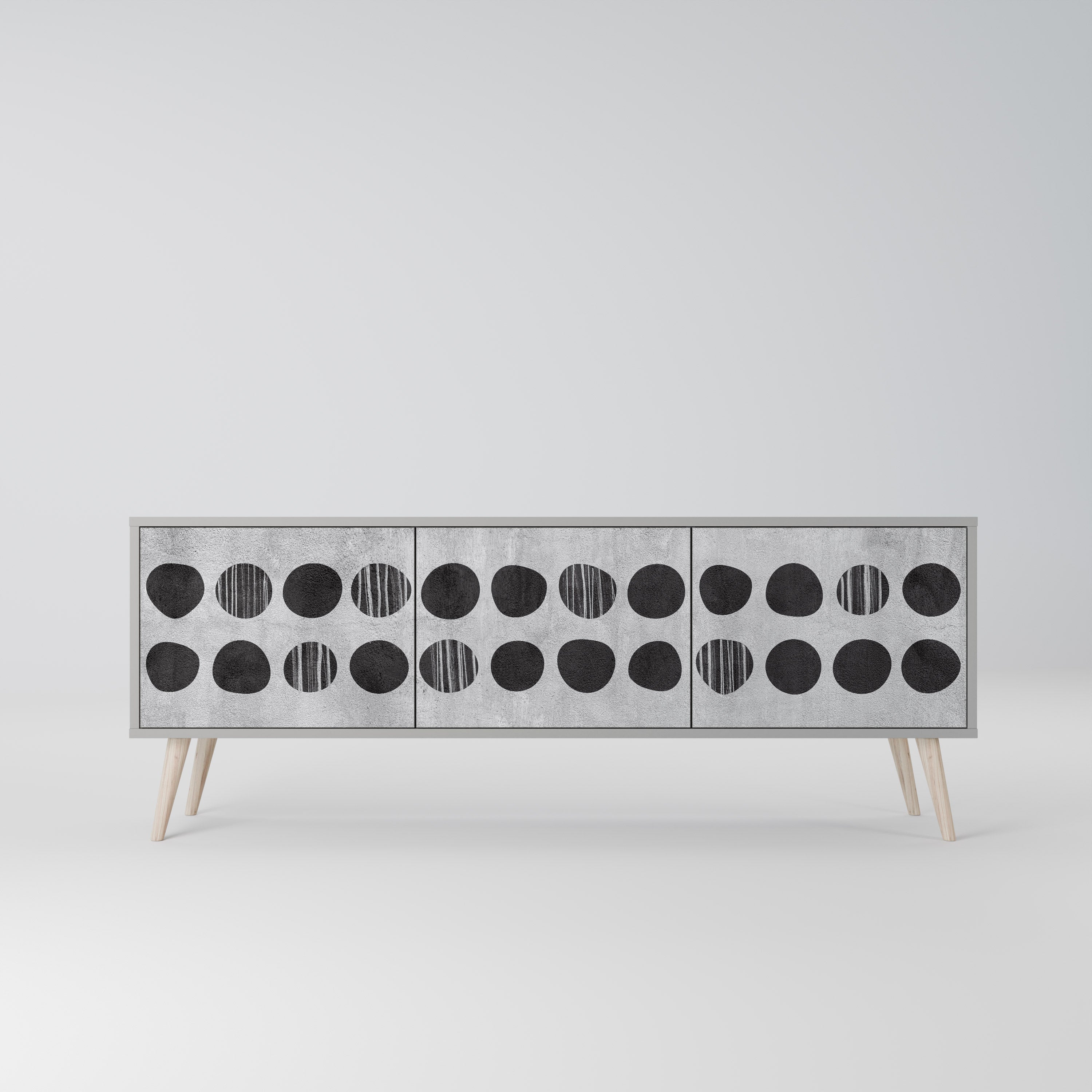 GHOSTLY GRADIENTS 3-Door TV Stand in Grey Finish