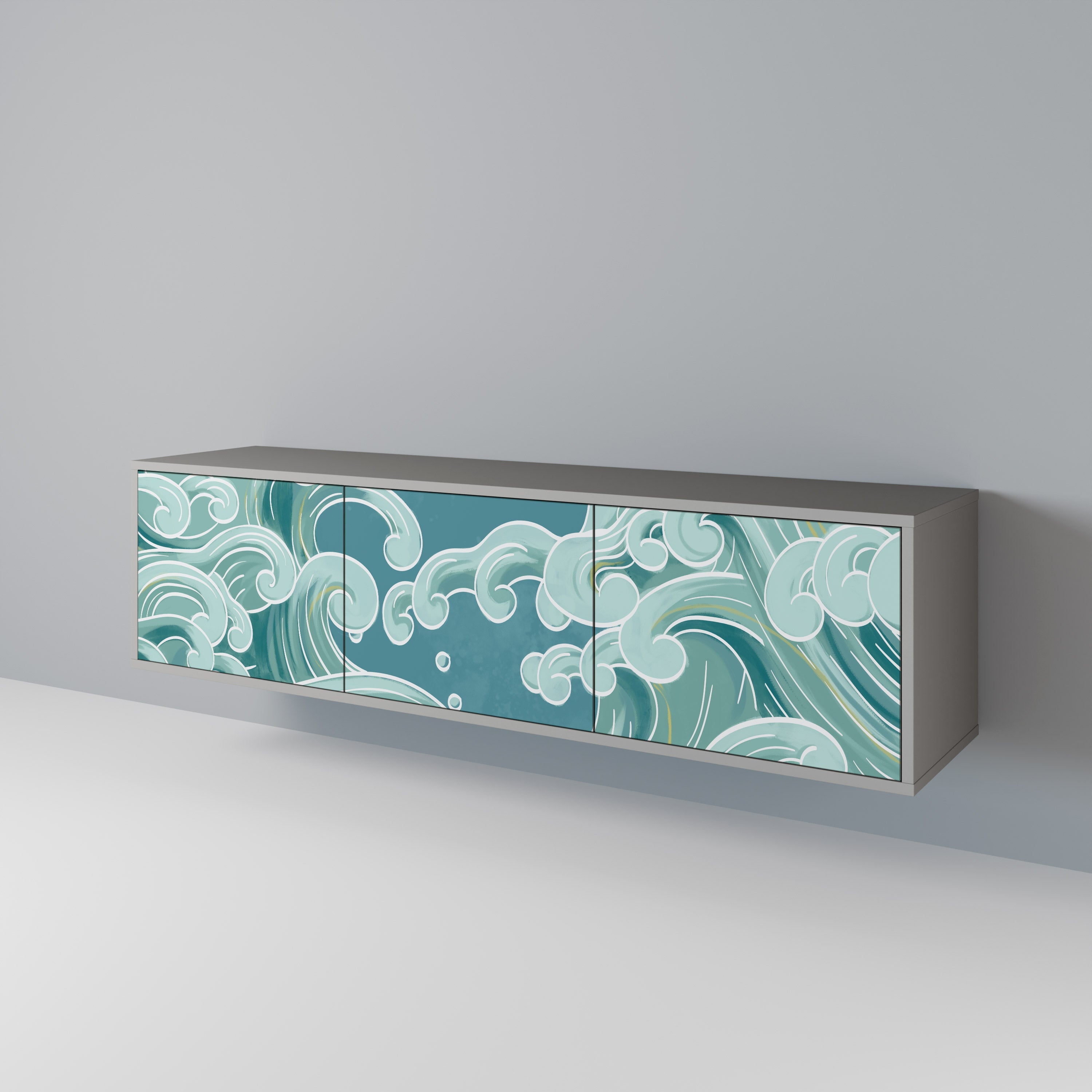 ASIAN SWAY 3-Door TV Stand in Grey Finish