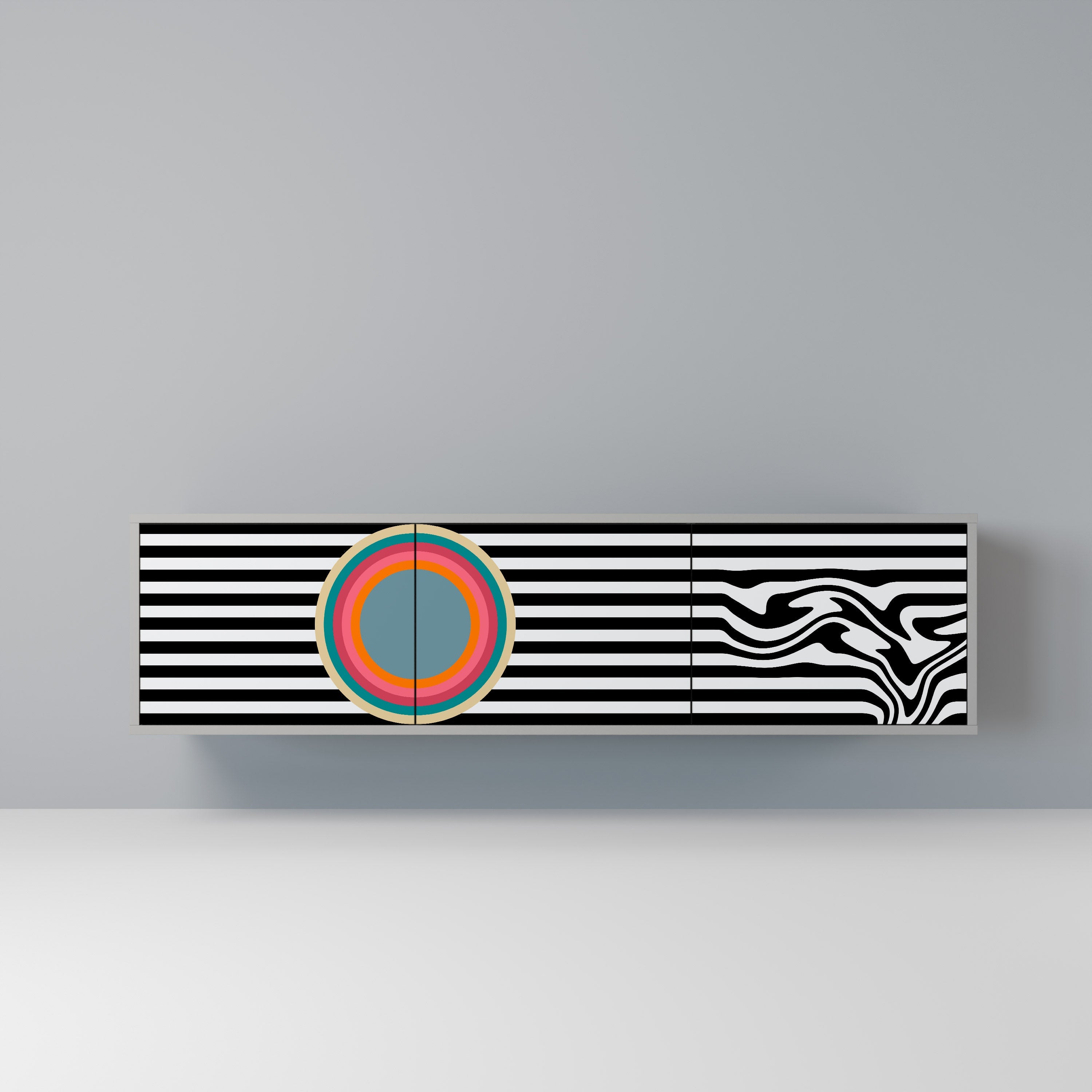 Meuble TV 3 portes SPECTRA SHOWCASE finition grise