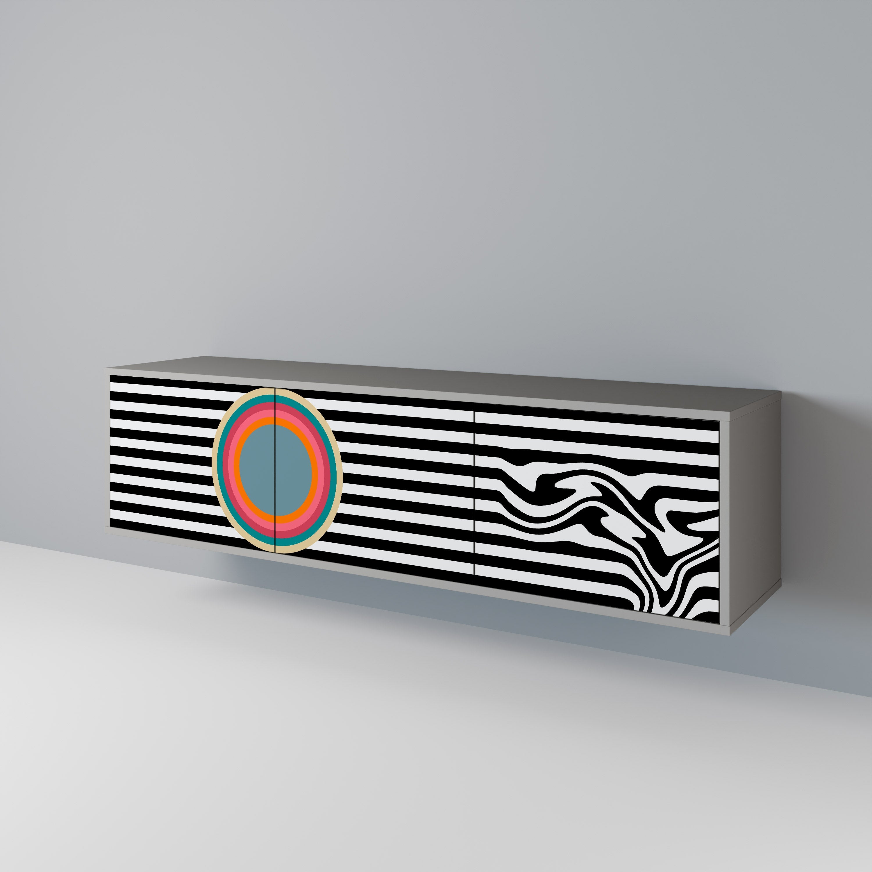 SPECTRA SHOWCASE 3-Door TV Stand in Grey Finish