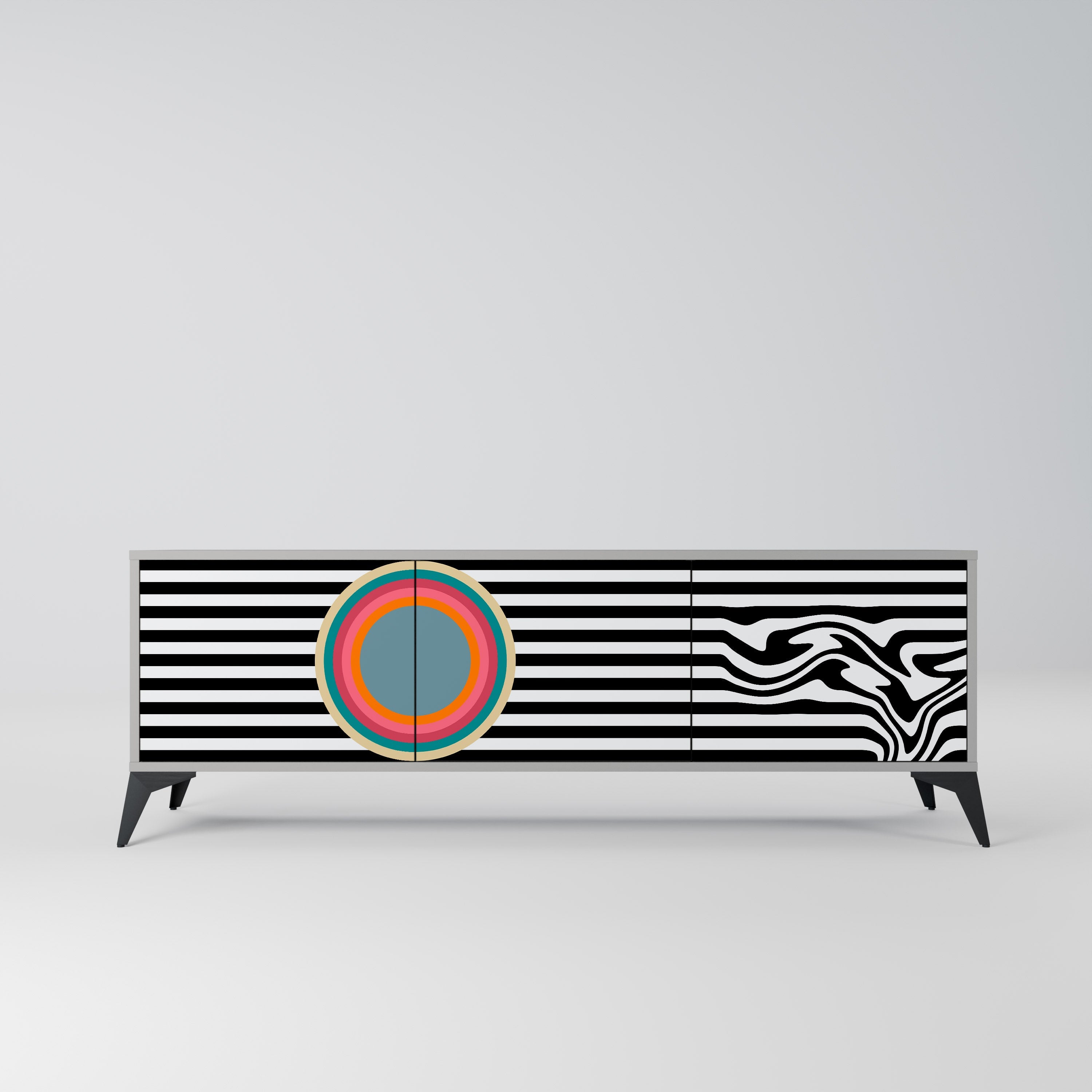 Meuble TV 3 portes SPECTRA SHOWCASE finition grise