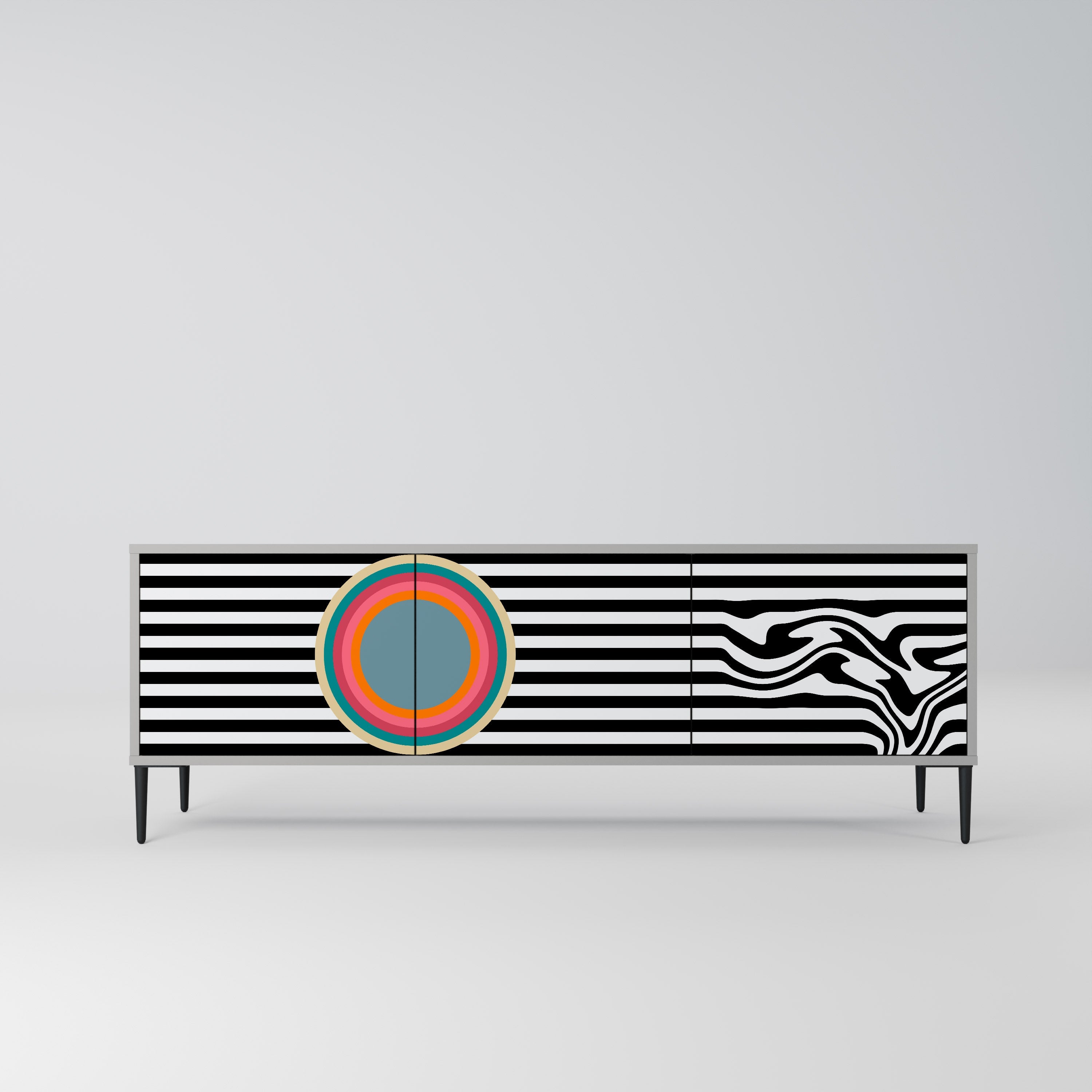 Meuble TV 3 portes SPECTRA SHOWCASE finition grise