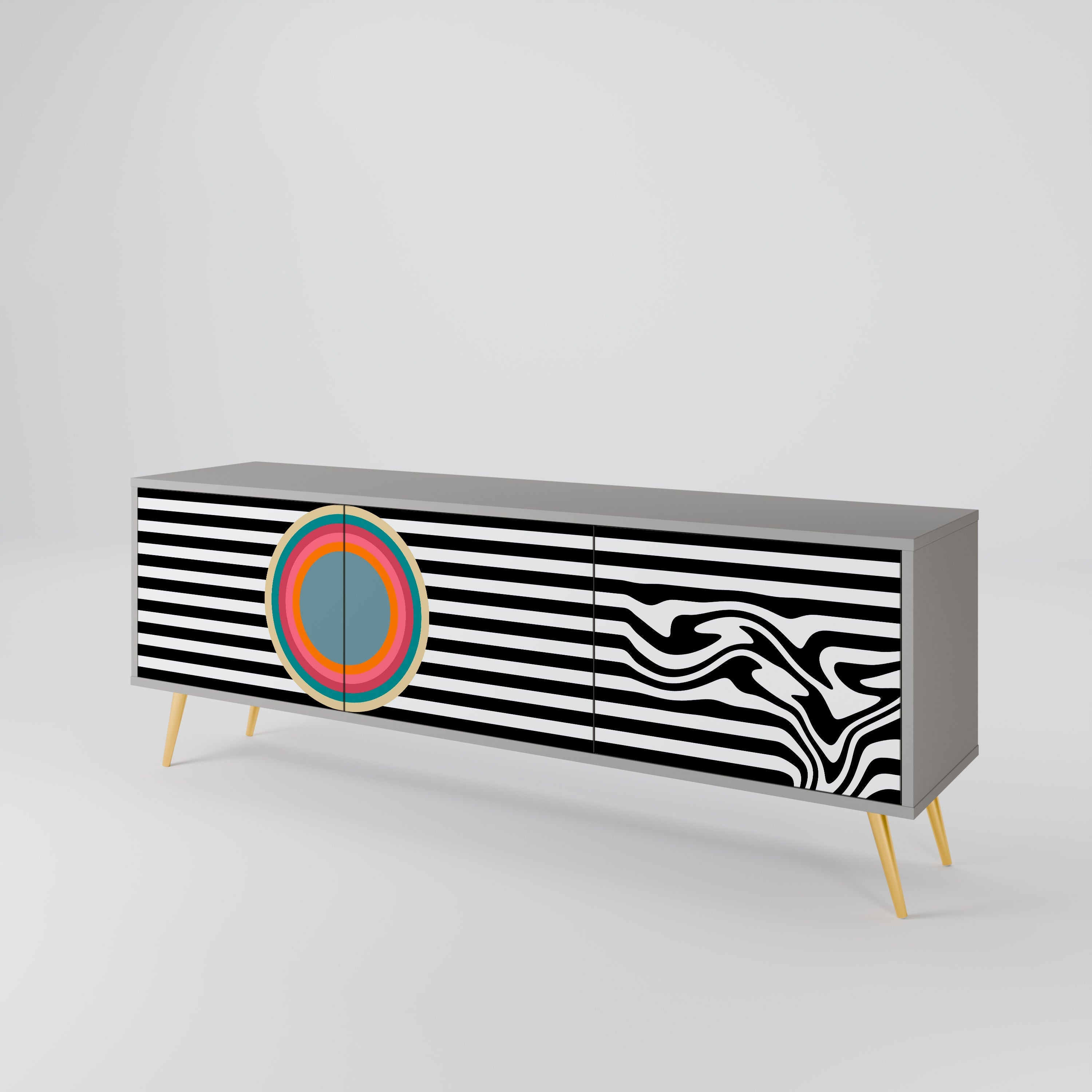 SPECTRA SHOWCASE 3-Door TV Stand in Grey Finish