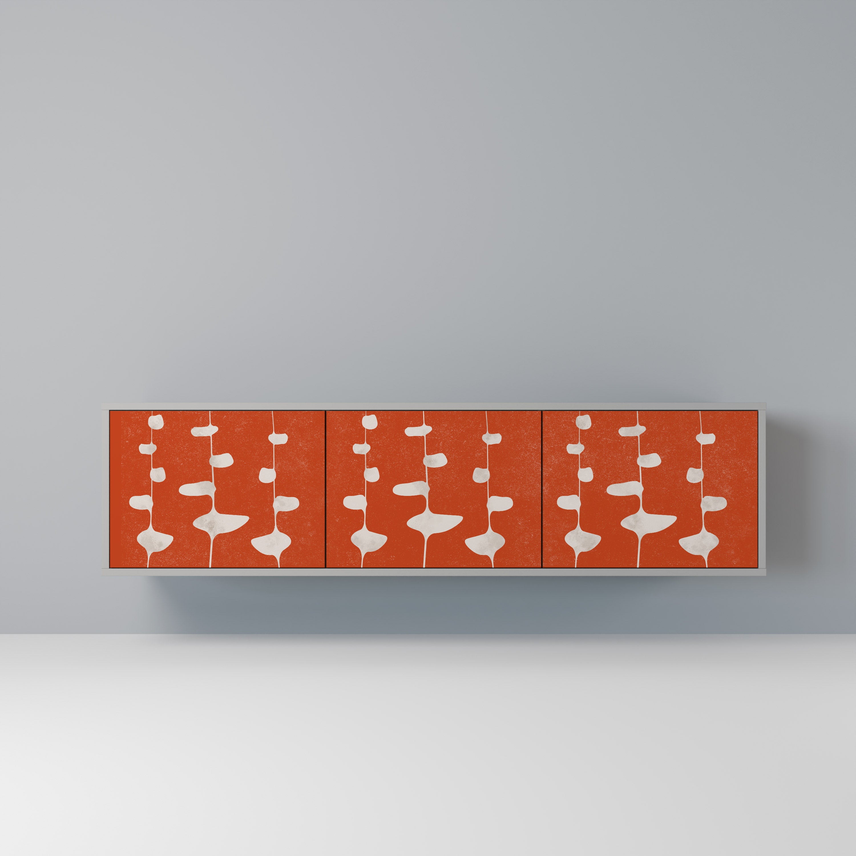 Meuble TV 3 portes COURAGE MOLD finition grise