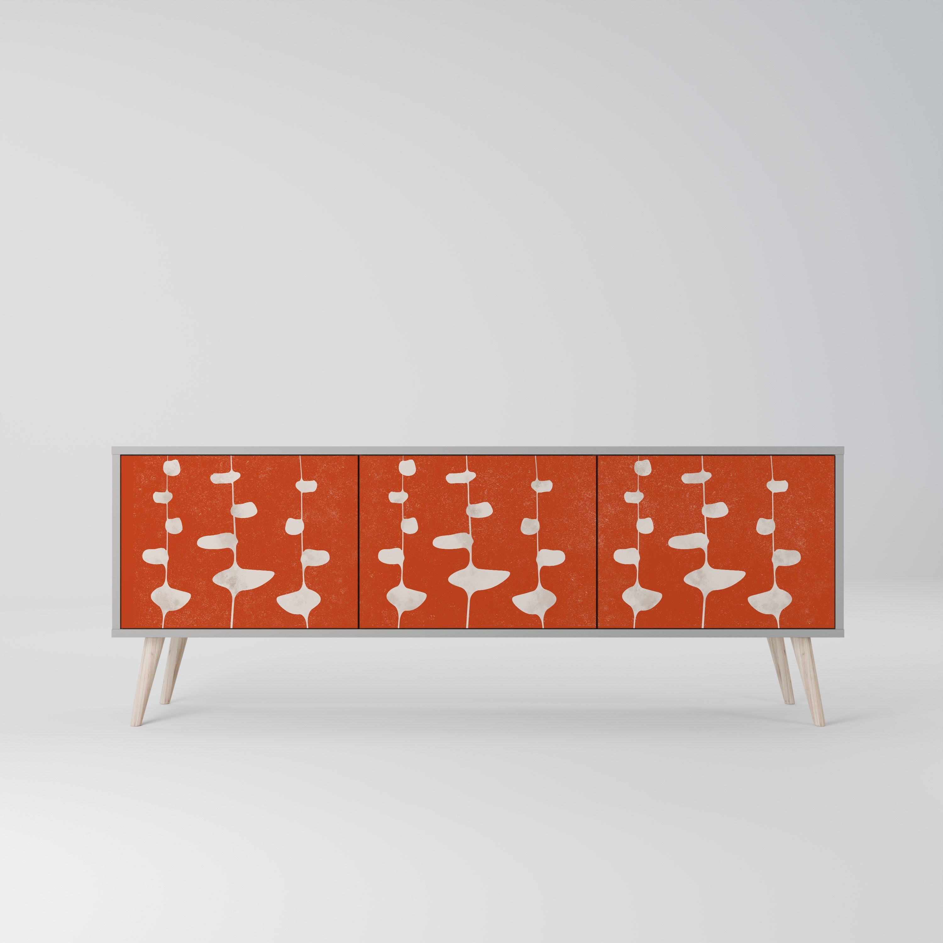 COURAGE MOLD 3-Door TV Stand in Grey Finish