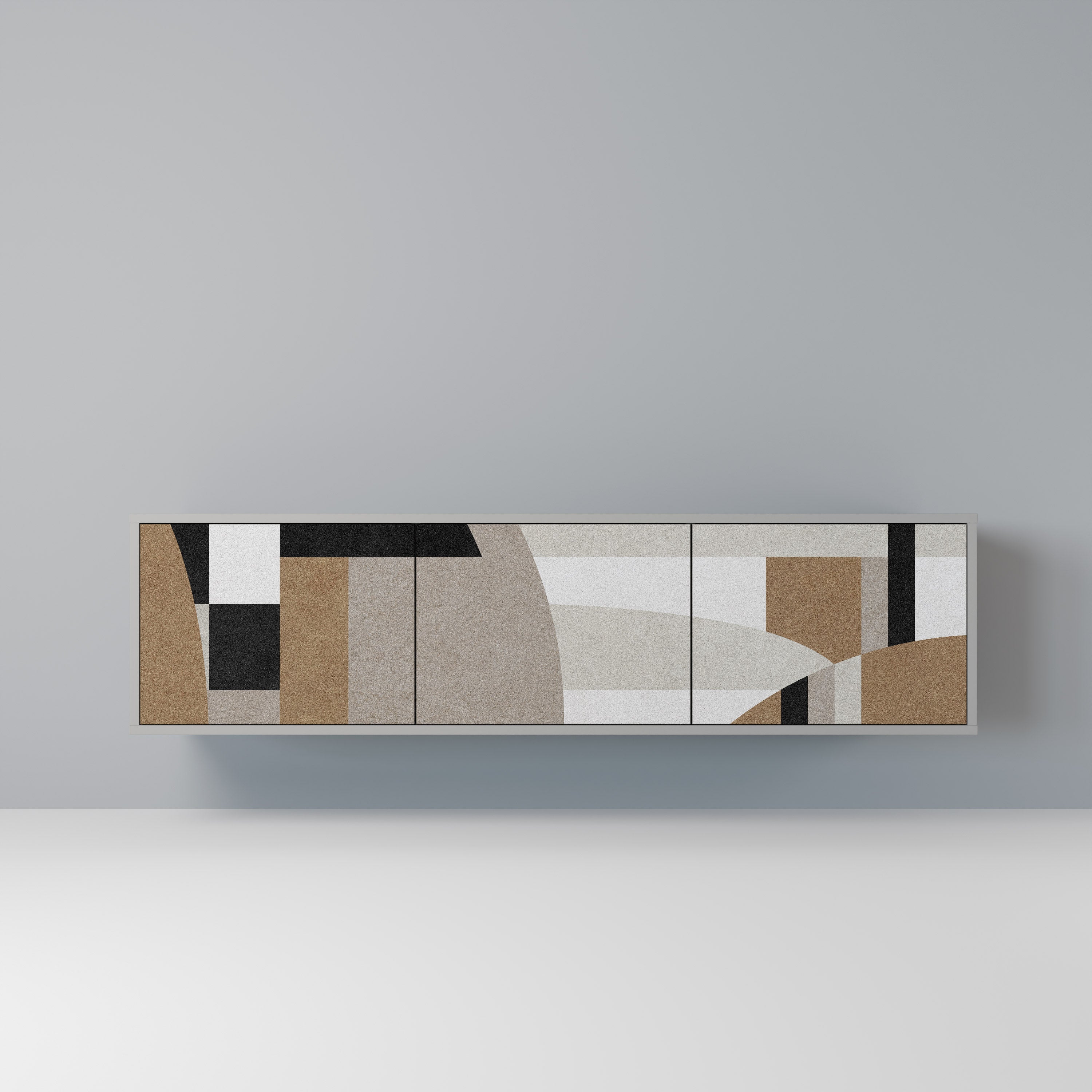 Meuble TV 3 portes DELICATE MEMENTO finition grise