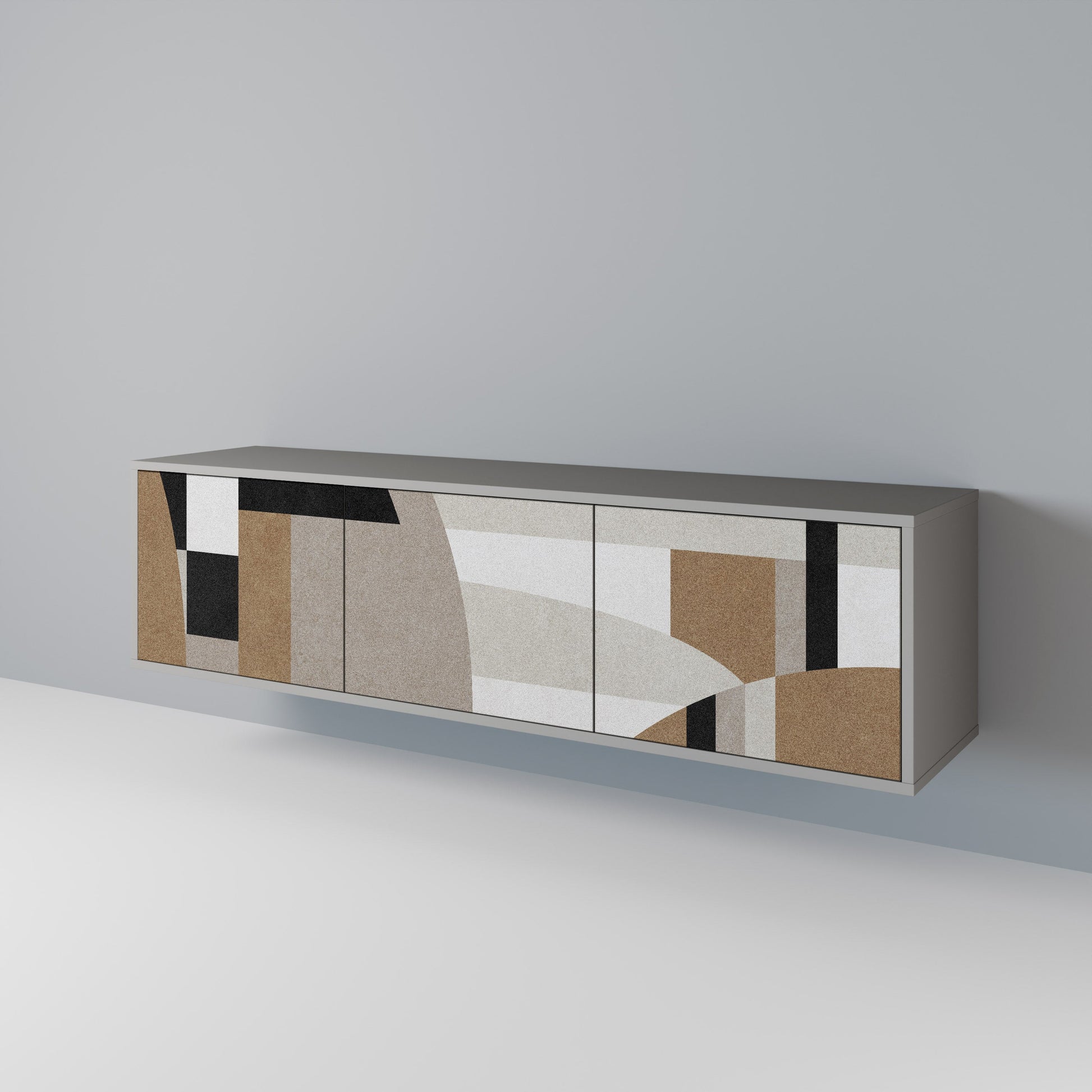 Meuble TV 3 portes DELICATE MEMENTO finition grise