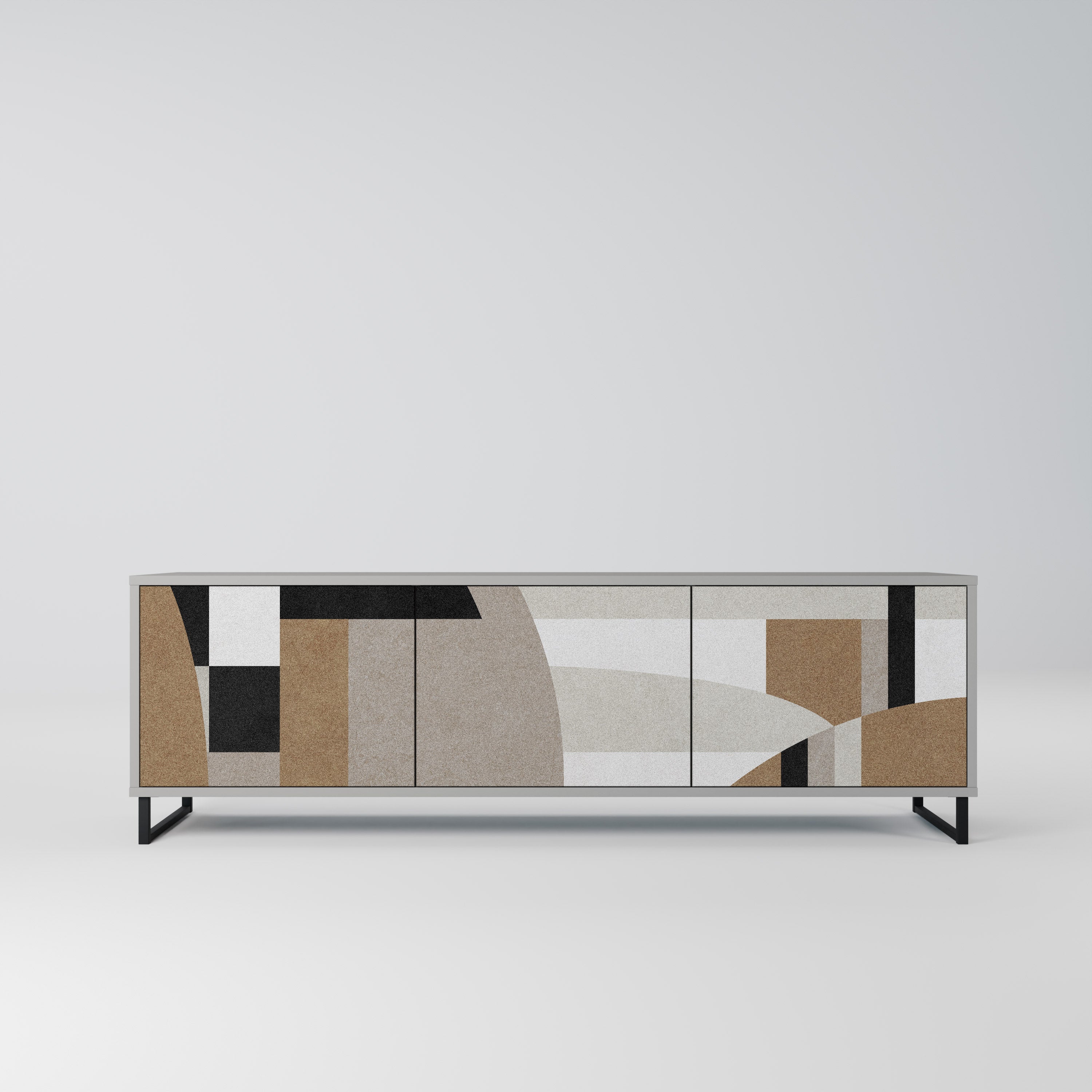 Meuble TV 3 portes DELICATE MEMENTO finition grise