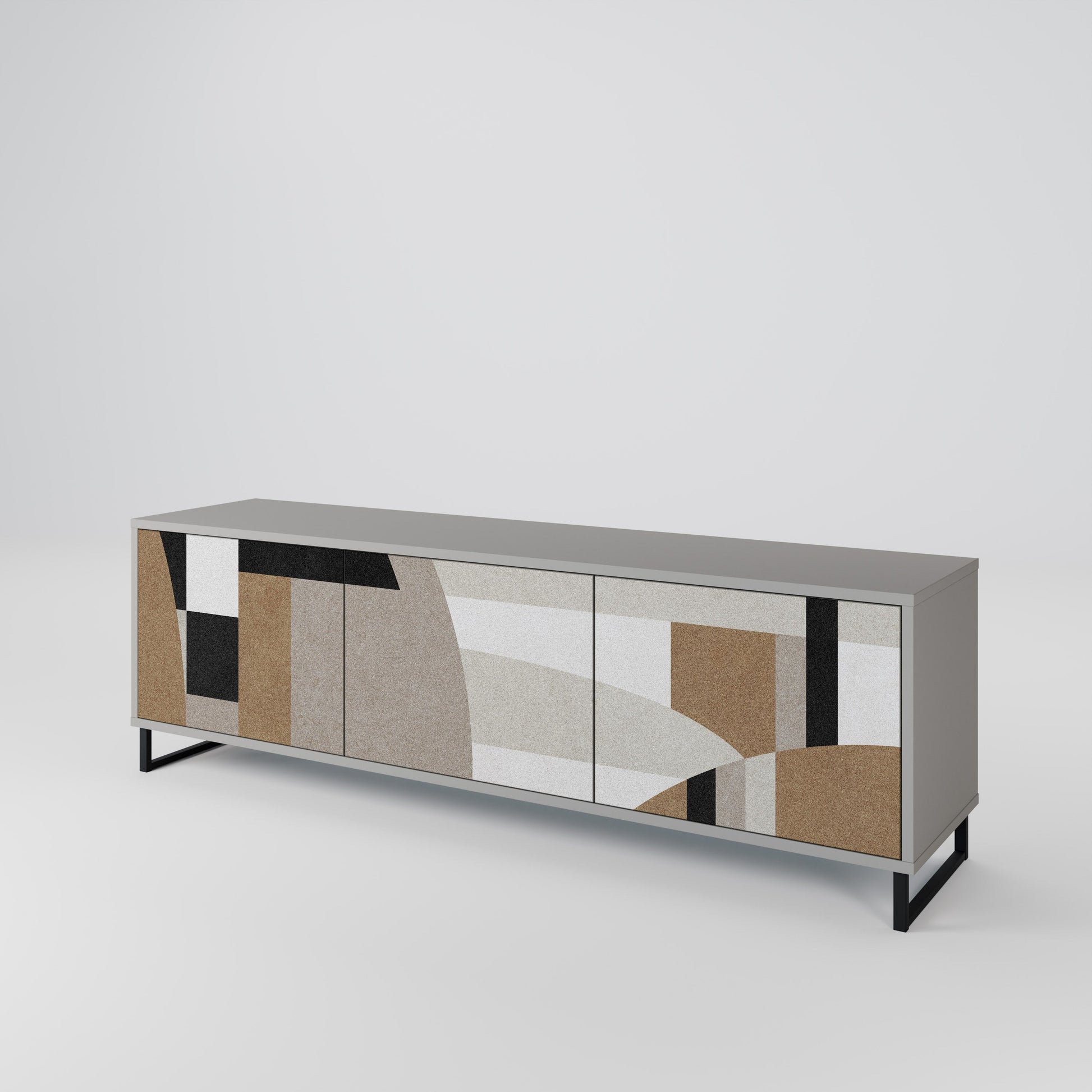 Meuble TV 3 portes DELICATE MEMENTO finition grise