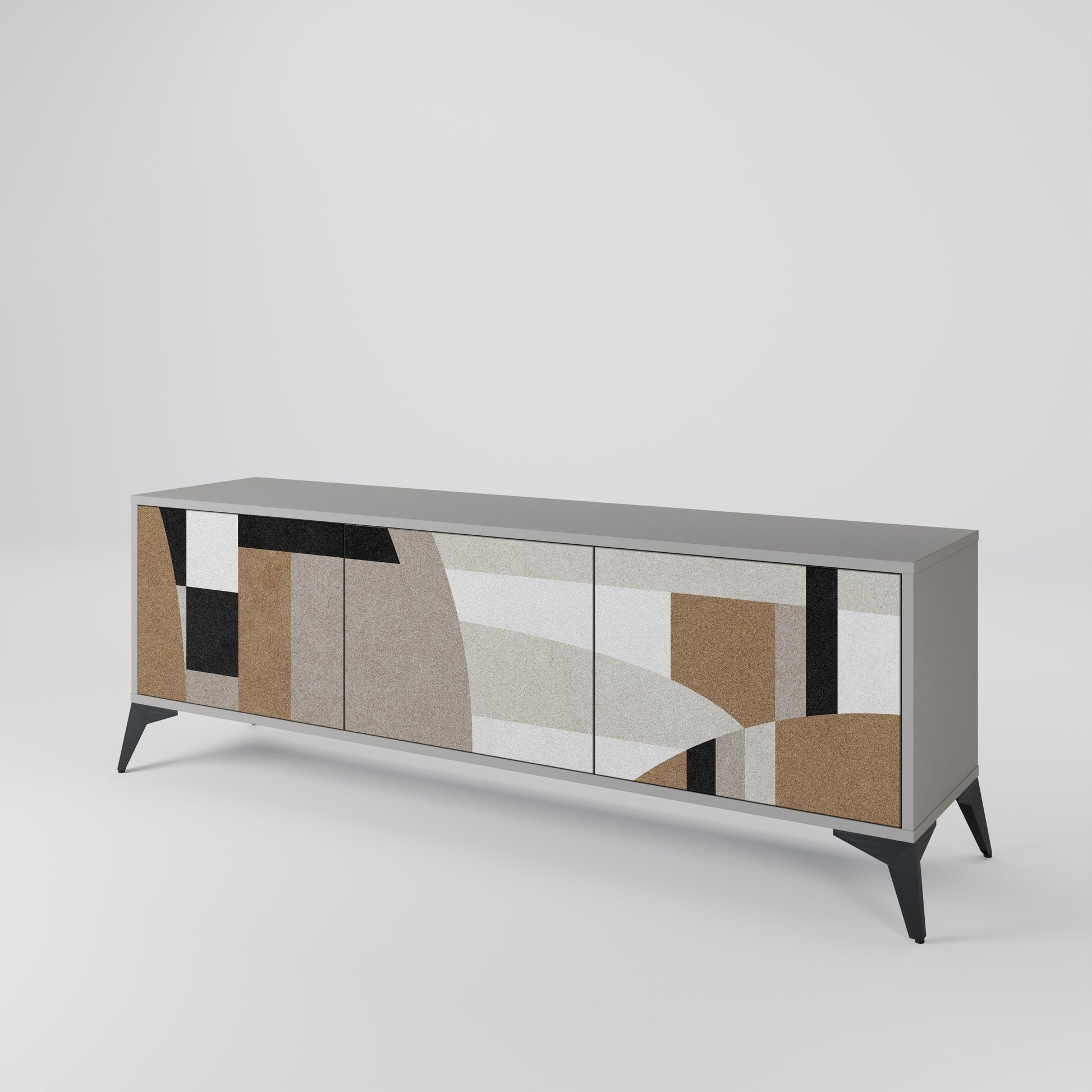 Meuble TV 3 portes DELICATE MEMENTO finition grise