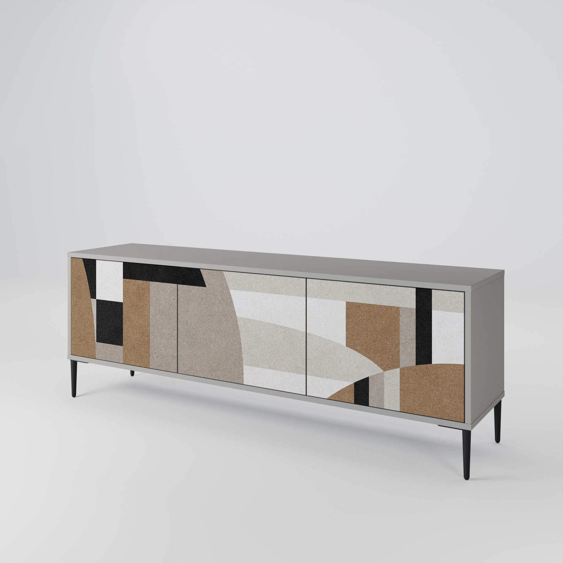 Meuble TV 3 portes DELICATE MEMENTO finition grise