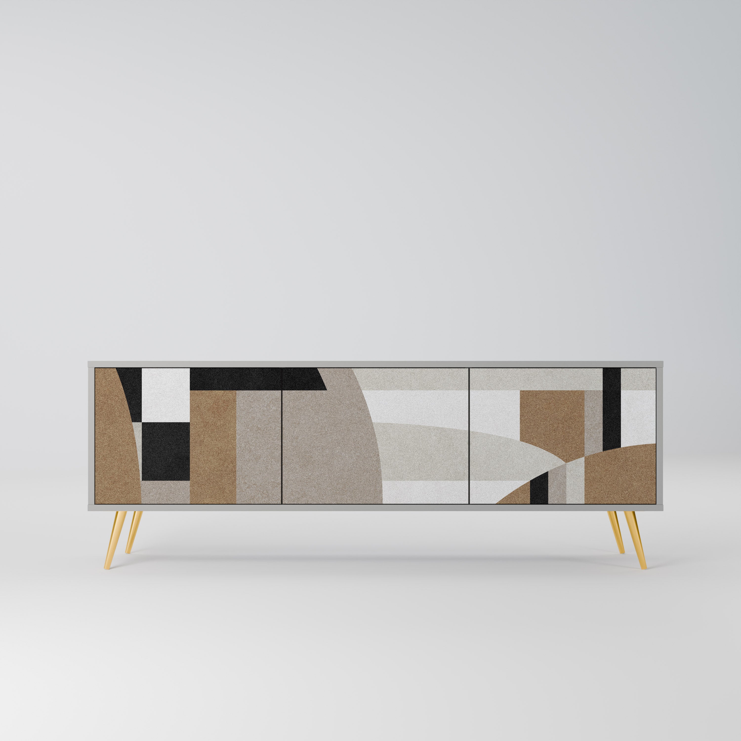 Meuble TV 3 portes DELICATE MEMENTO finition grise