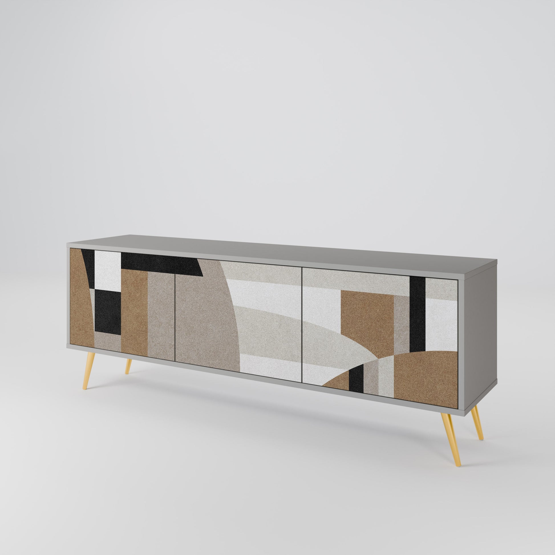 Meuble TV 3 portes DELICATE MEMENTO finition grise