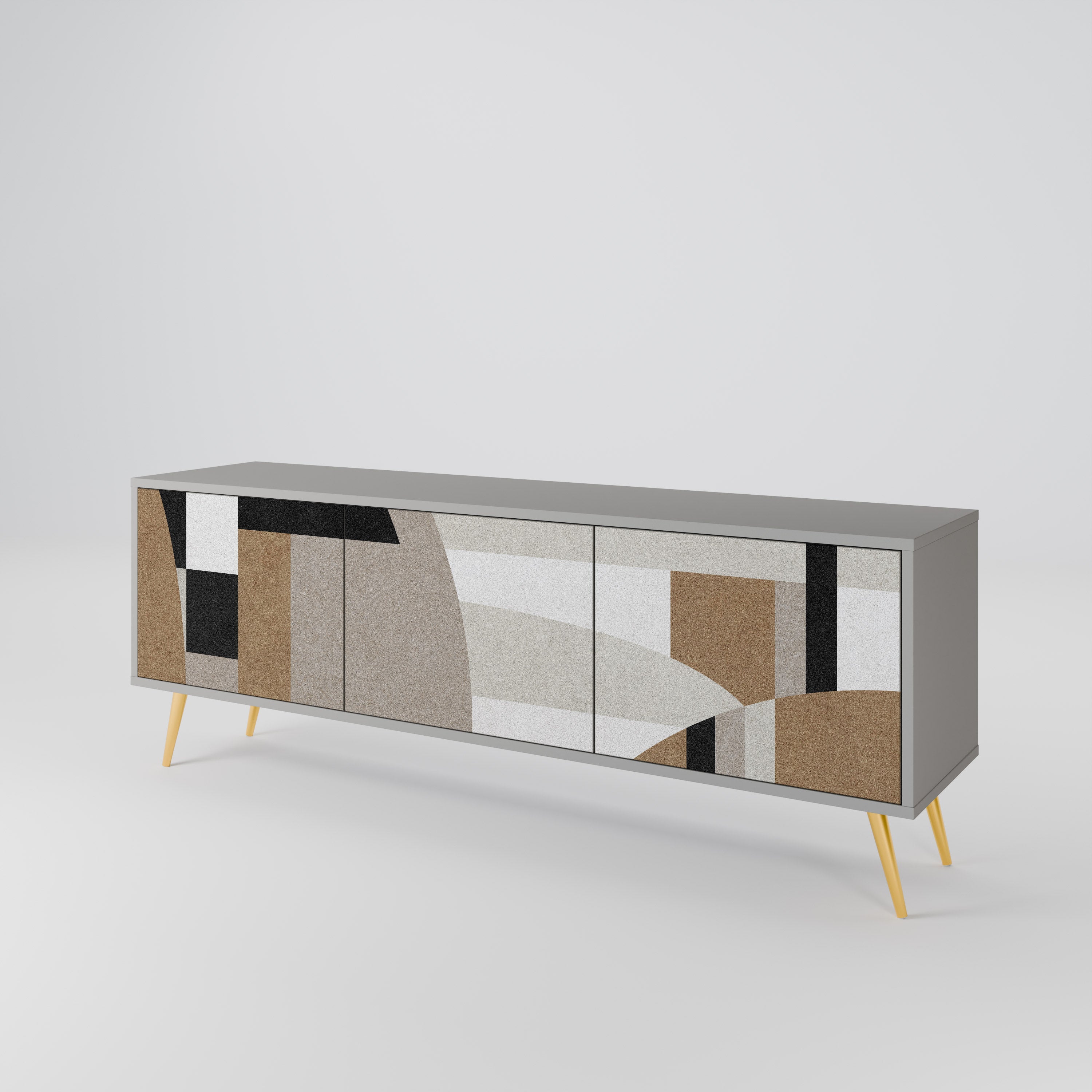 DELICATE MEMENTO 3-Door TV Stand in Grey Finish