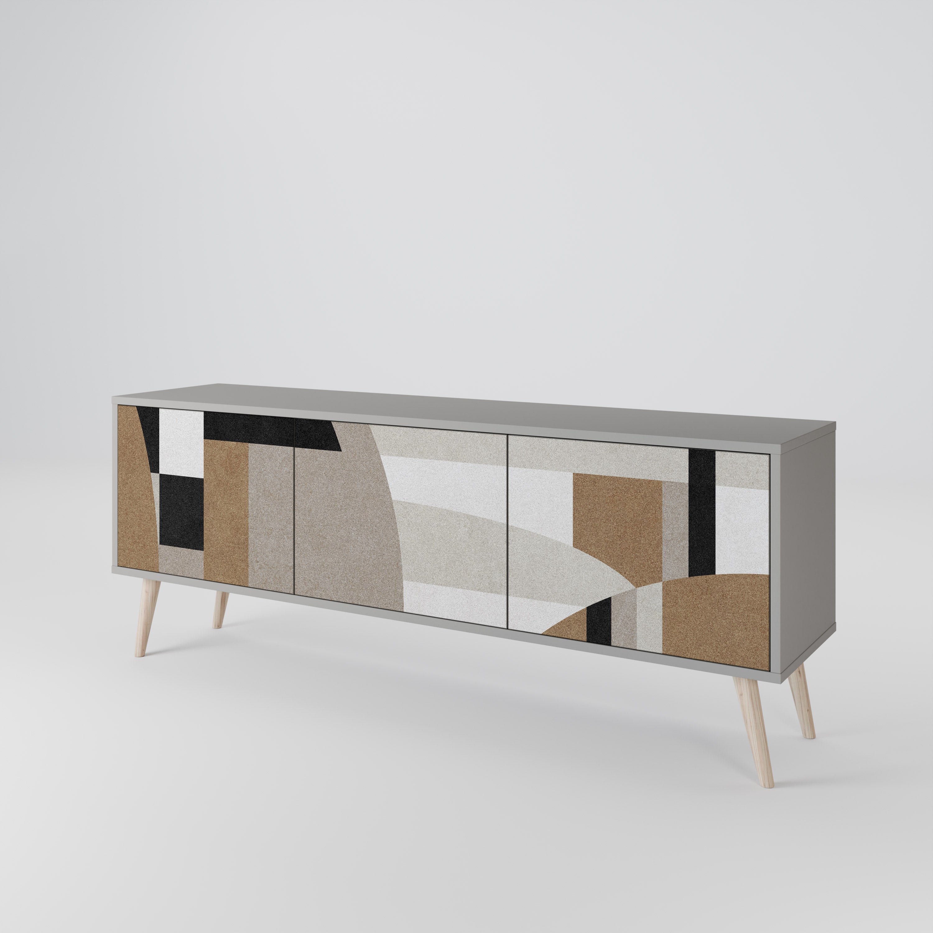 DELICATE MEMENTO 3-Door TV Stand in Grey Finish