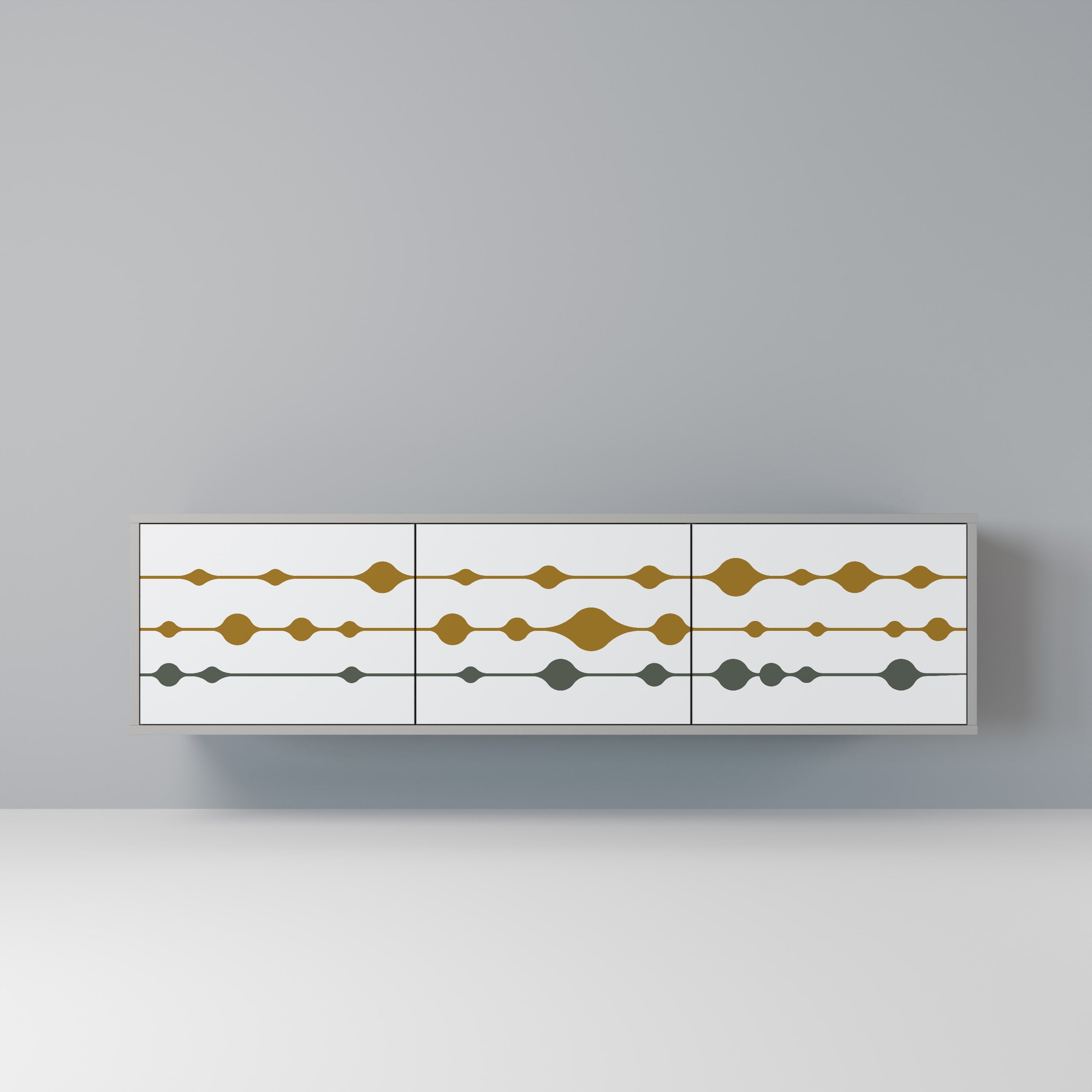 Meuble TV 3 portes VIVID TONE finition grise