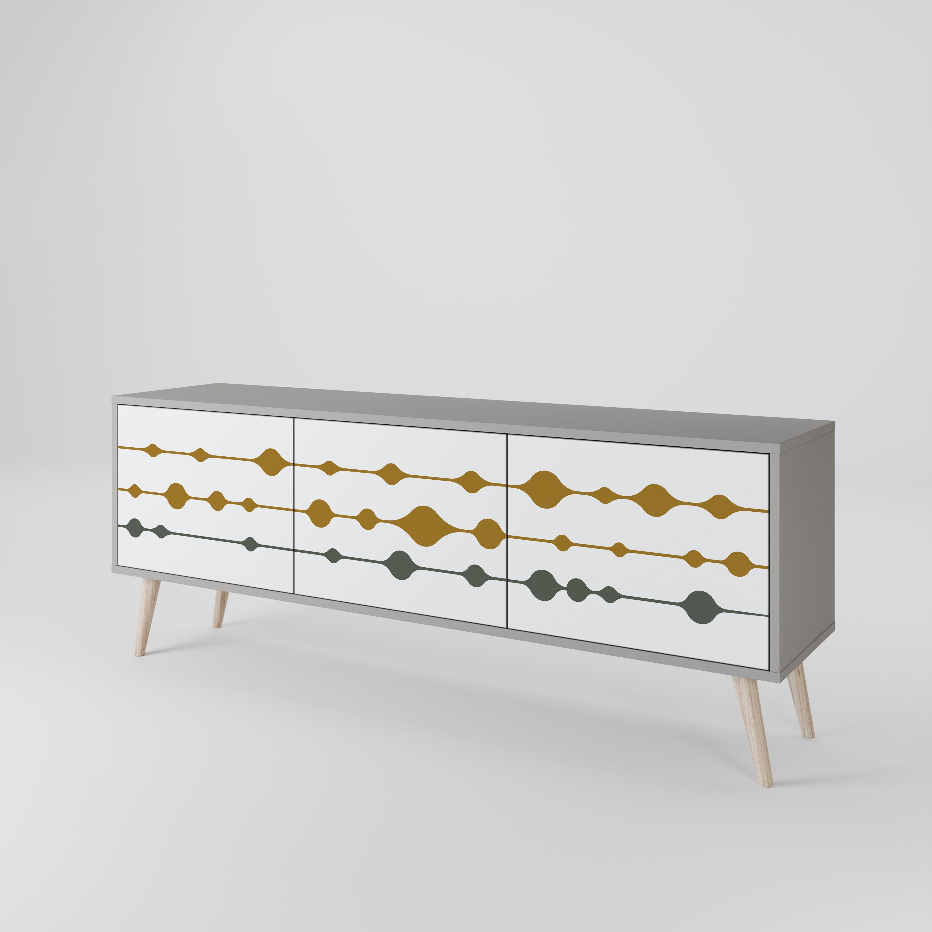 VIVID TONE 3-Door TV Stand in Grey Finish