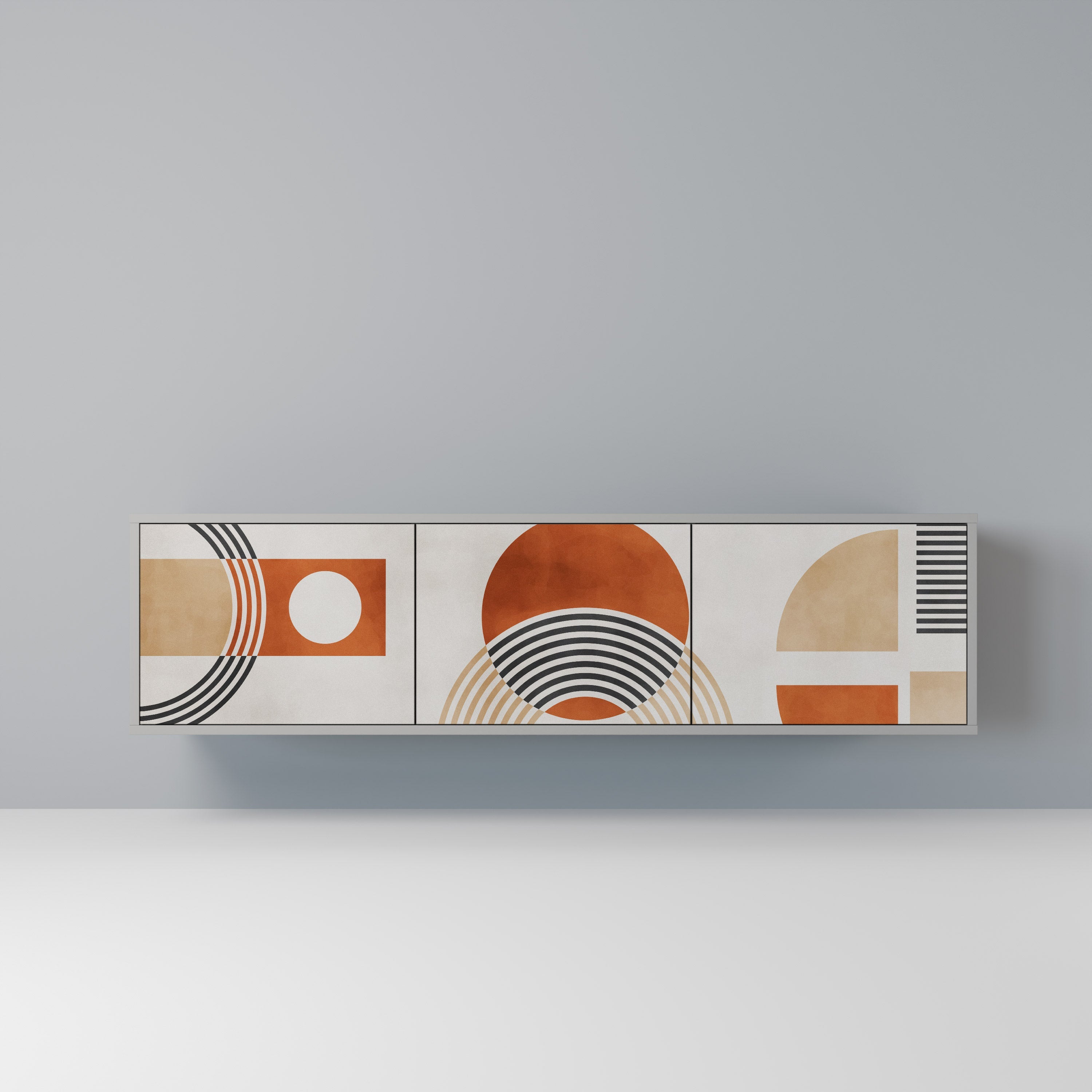 Meuble TV 3 portes SPACE AROUND en finition grise