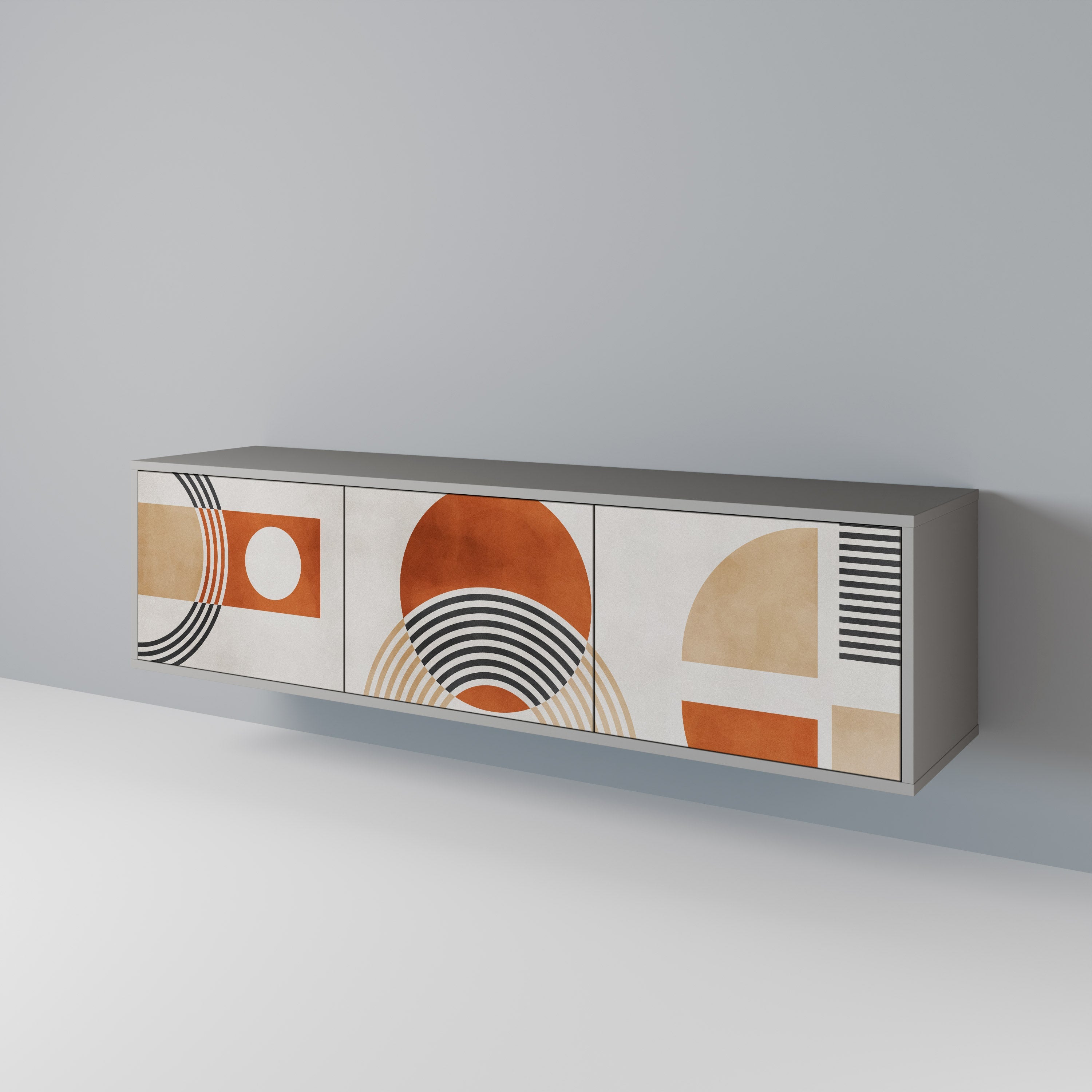 SPACE AROUND 3-Door TV Stand in Grey Finish