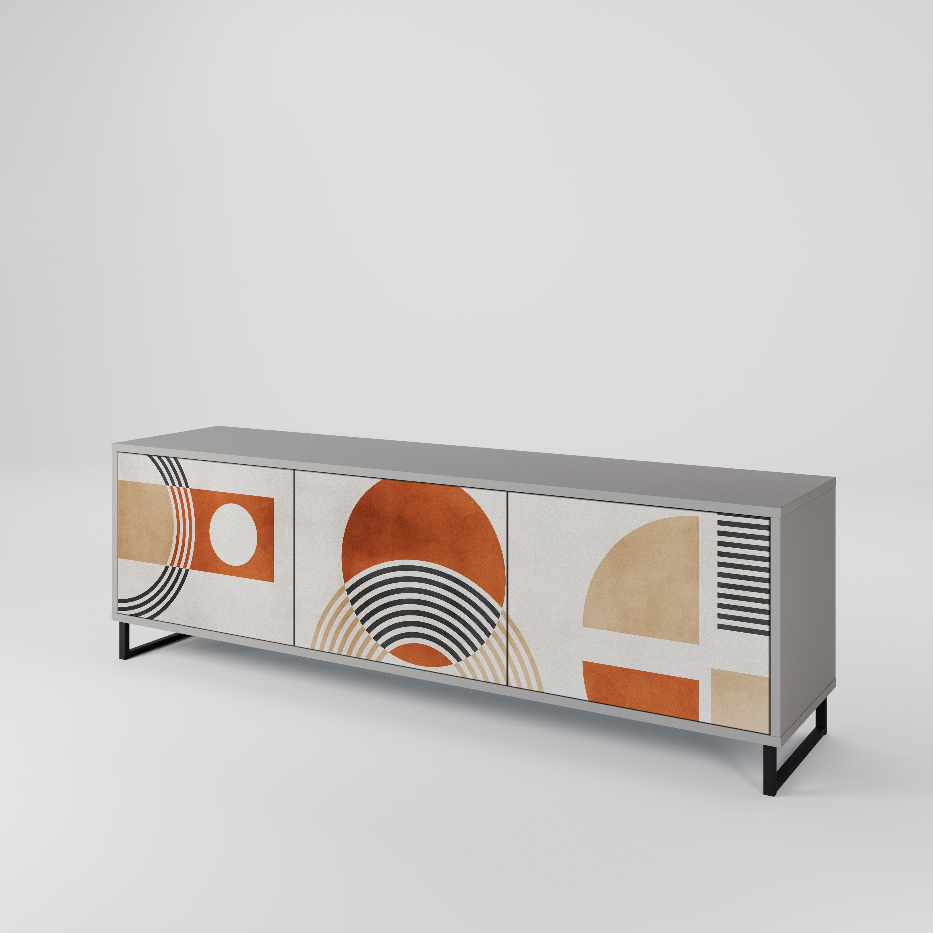 SPACE AROUND 3-Door TV Stand in Grey Finish