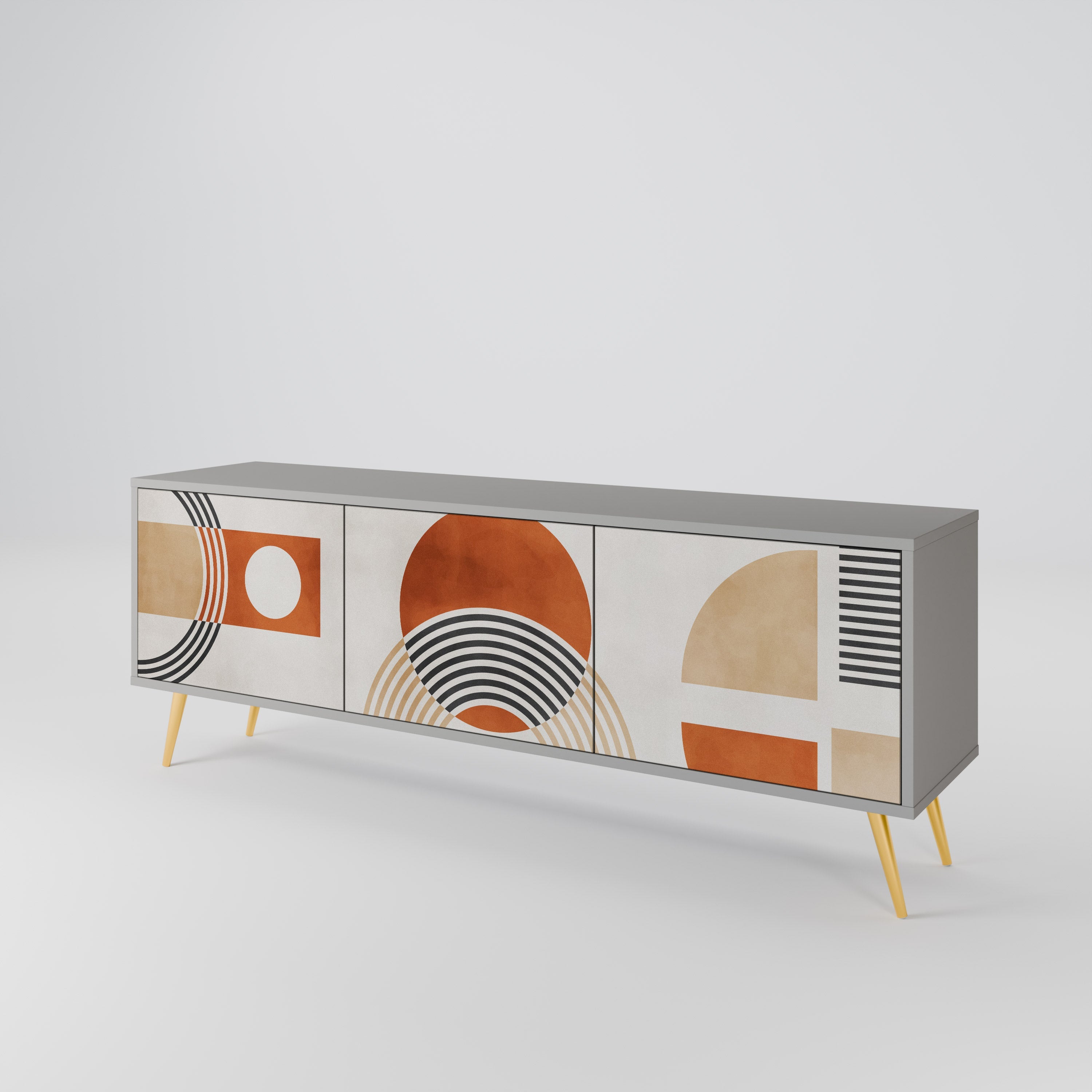 SPACE AROUND 3-Door TV Stand in Grey Finish