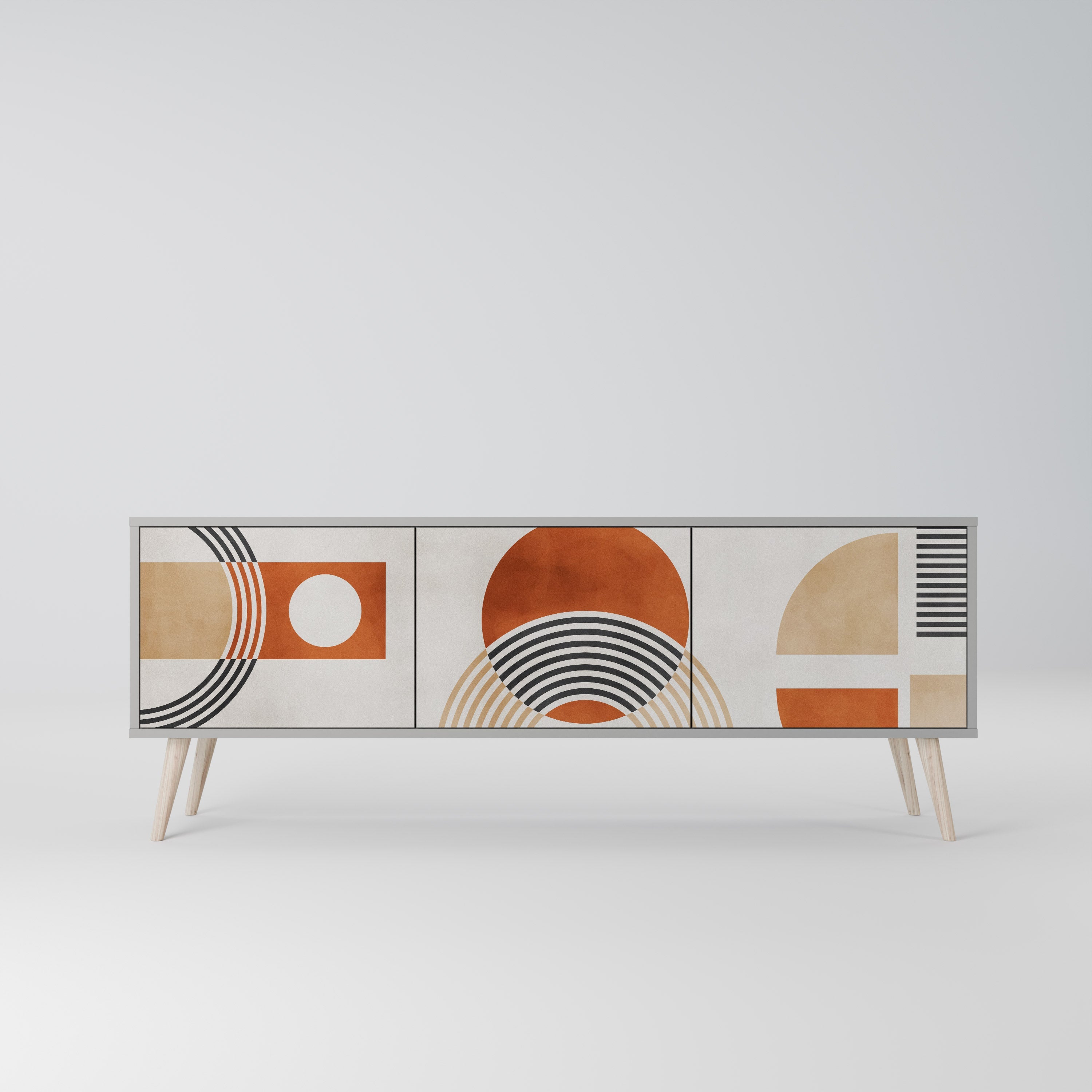 SPACE AROUND 3-Door TV Stand in Grey Finish