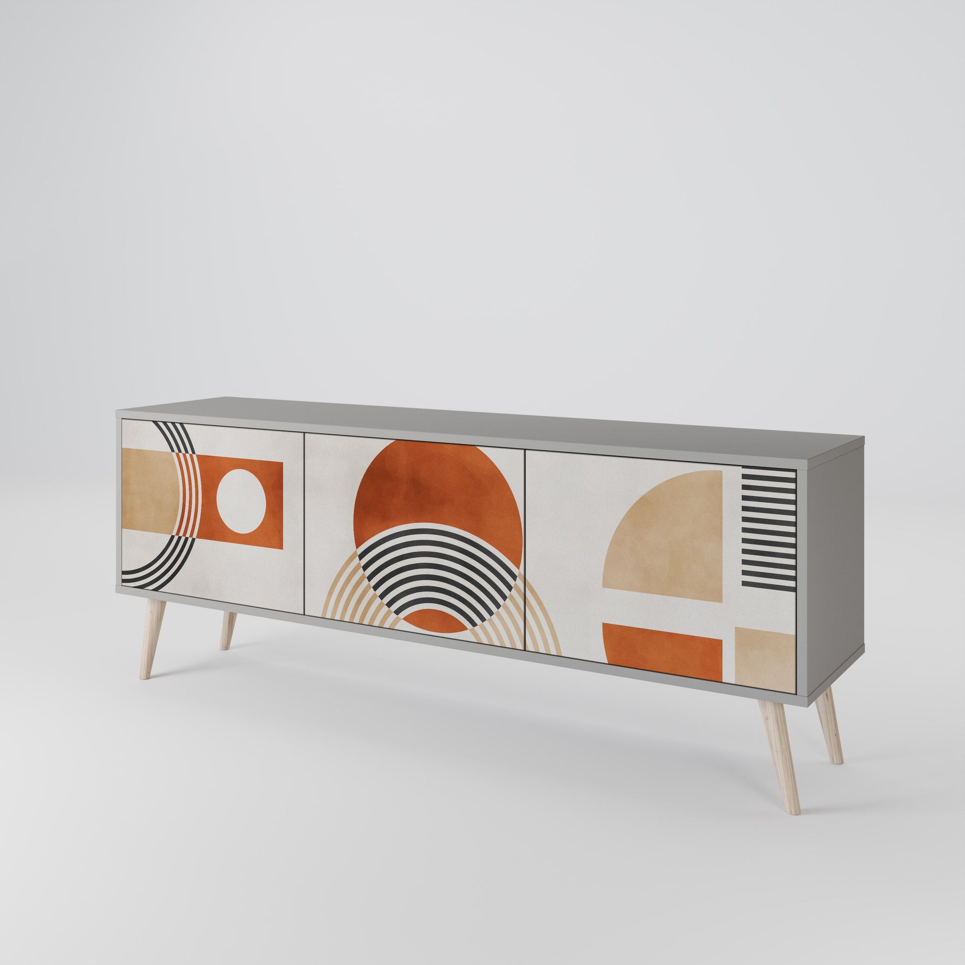 Meuble TV 3 portes SPACE AROUND en finition grise
