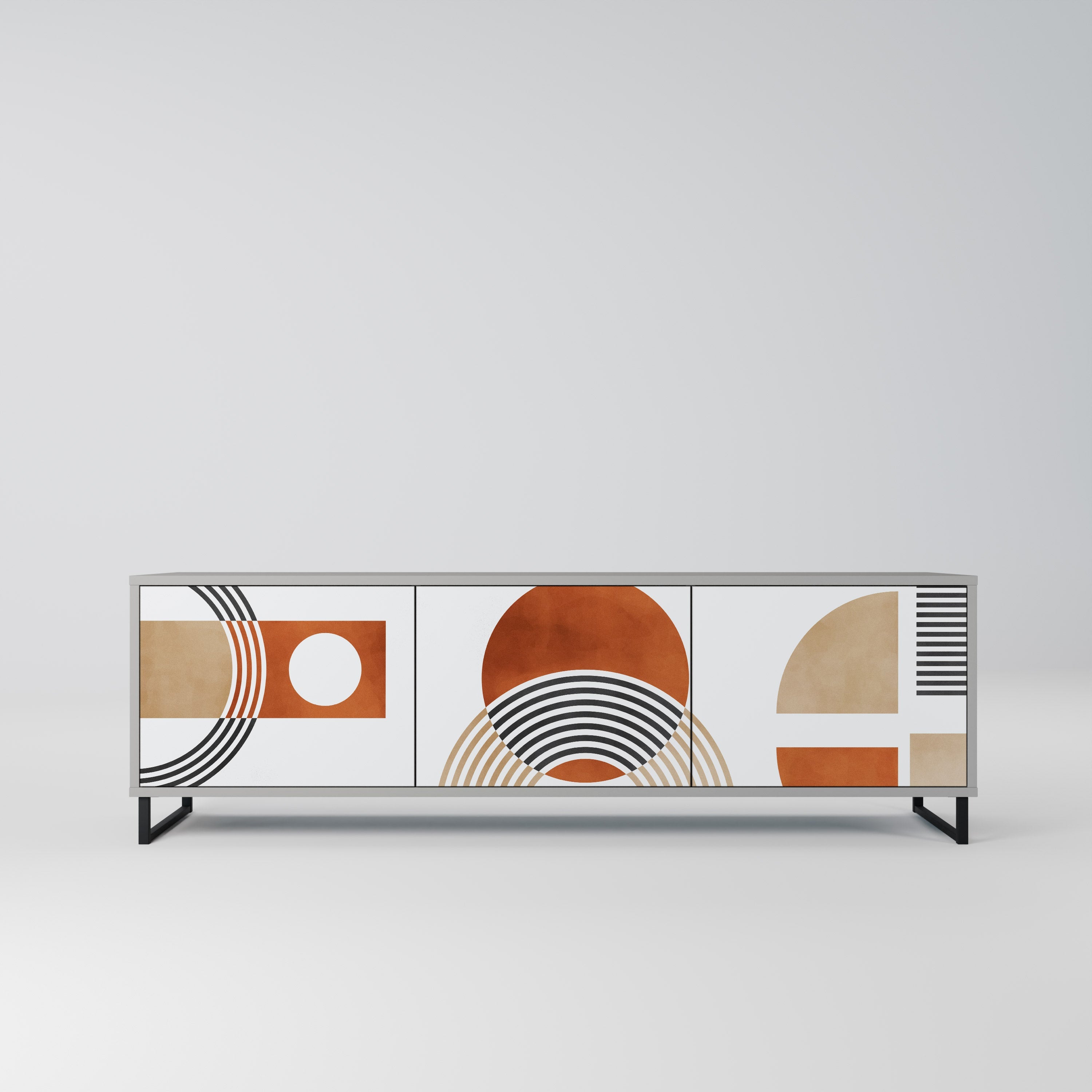 Meuble TV 3 portes CIRCLE RHYTM finition grise