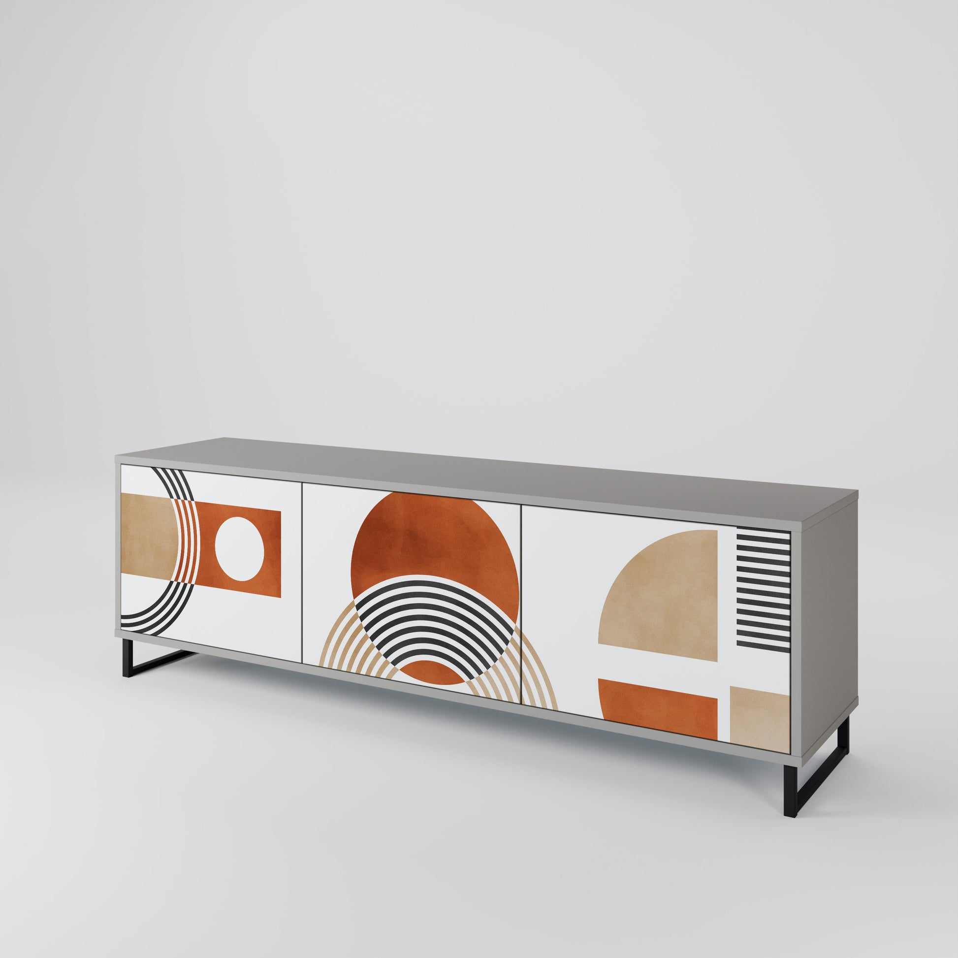 Meuble TV 3 portes CIRCLE RHYTM finition grise
