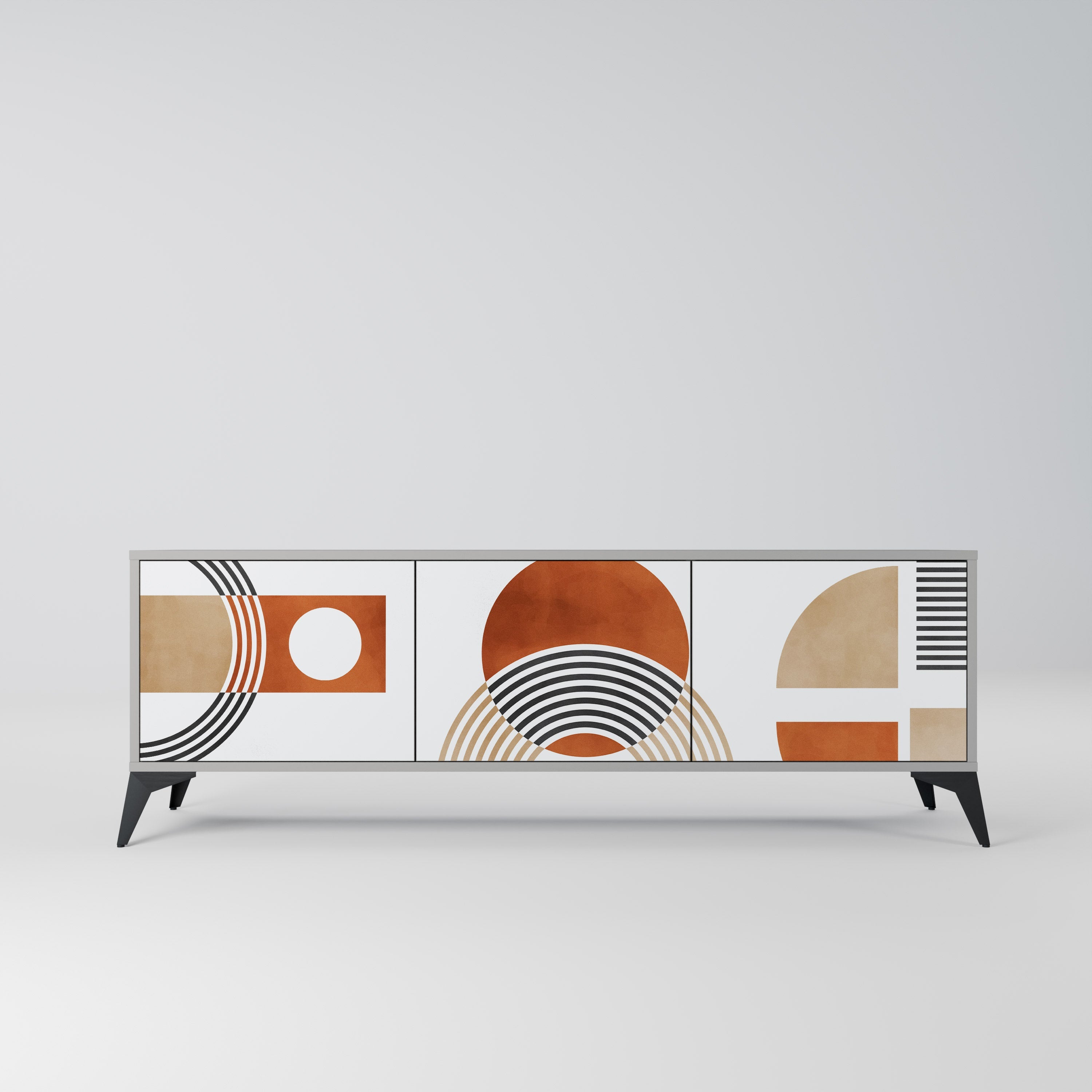 Meuble TV 3 portes CIRCLE RHYTM finition grise