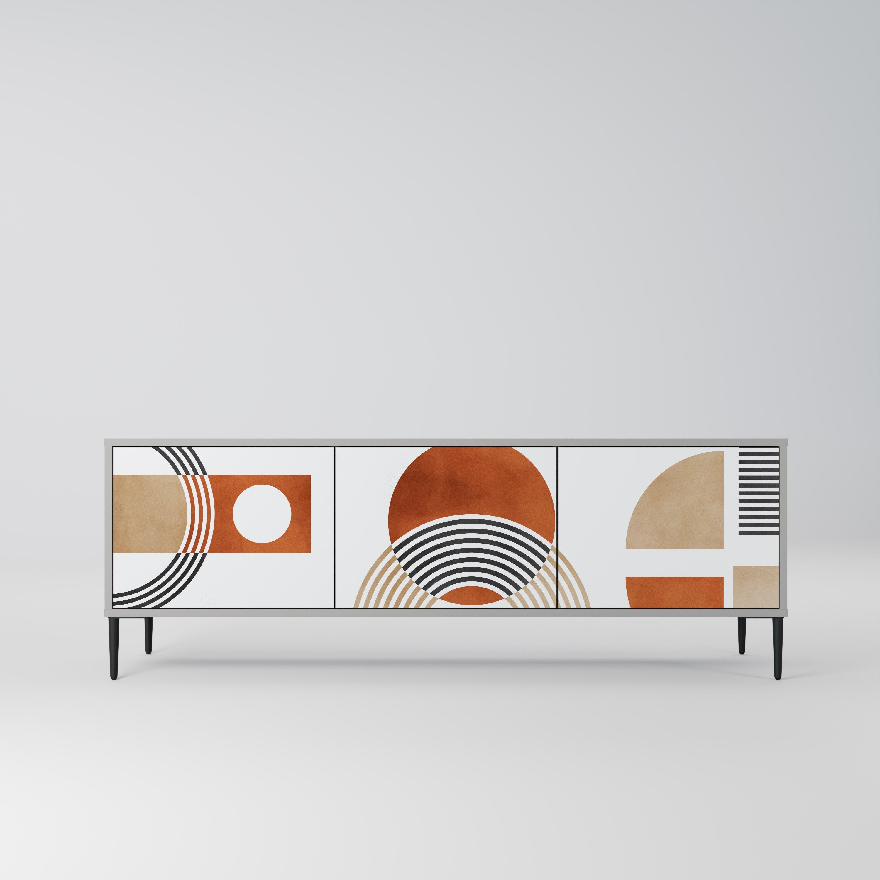 Meuble TV 3 portes CIRCLE RHYTM finition grise