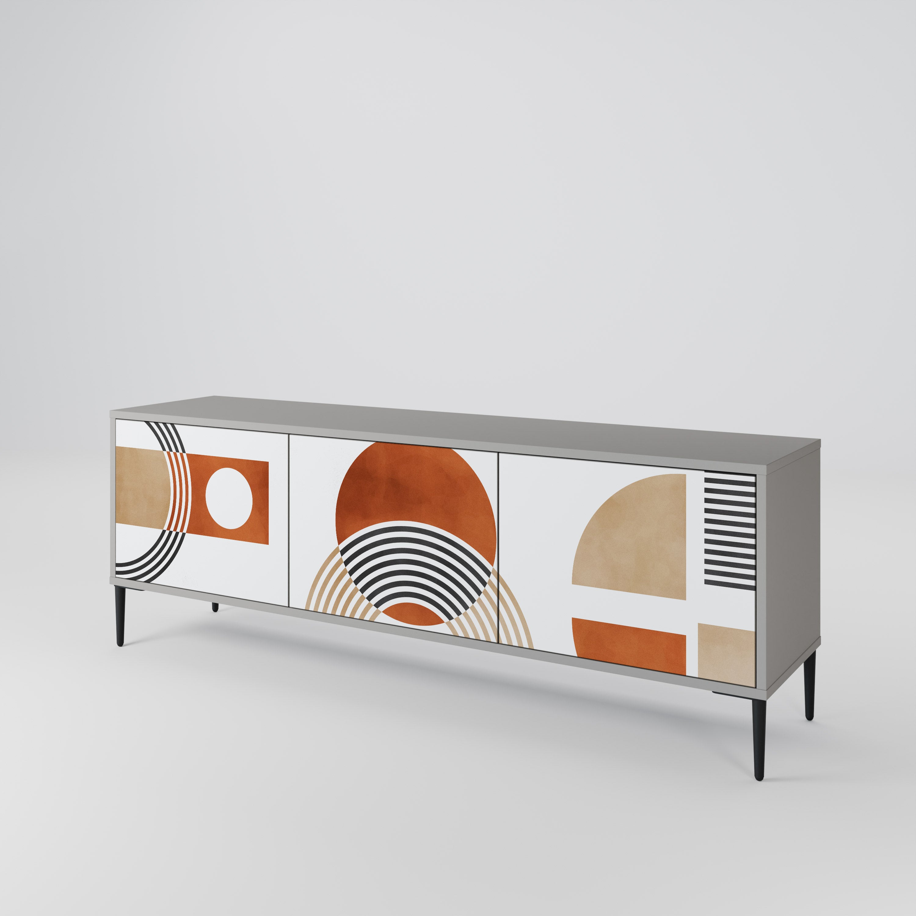 CIRCLE RHYTM 3-Door TV Stand in Grey Finish