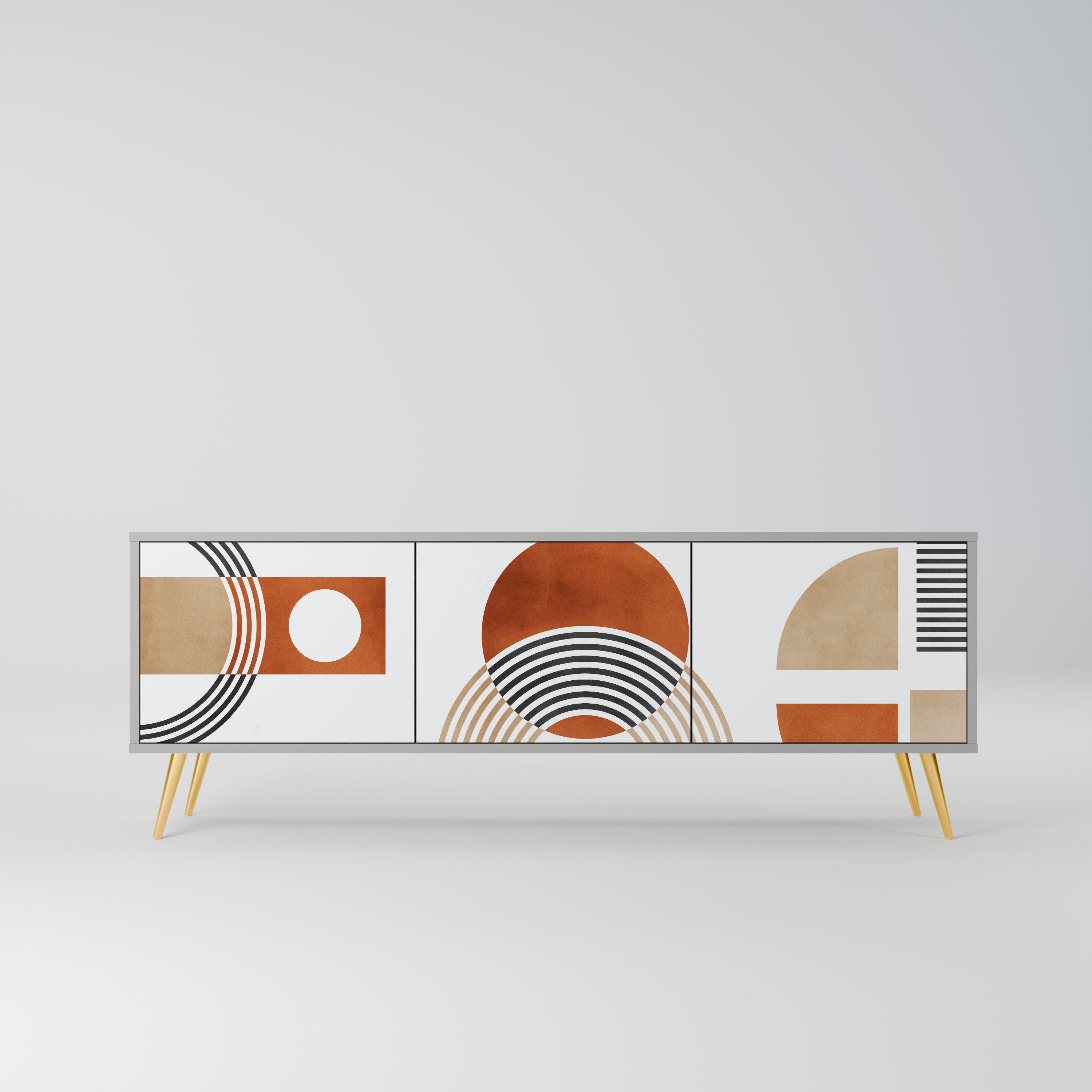 Meuble TV 3 portes CIRCLE RHYTM finition grise