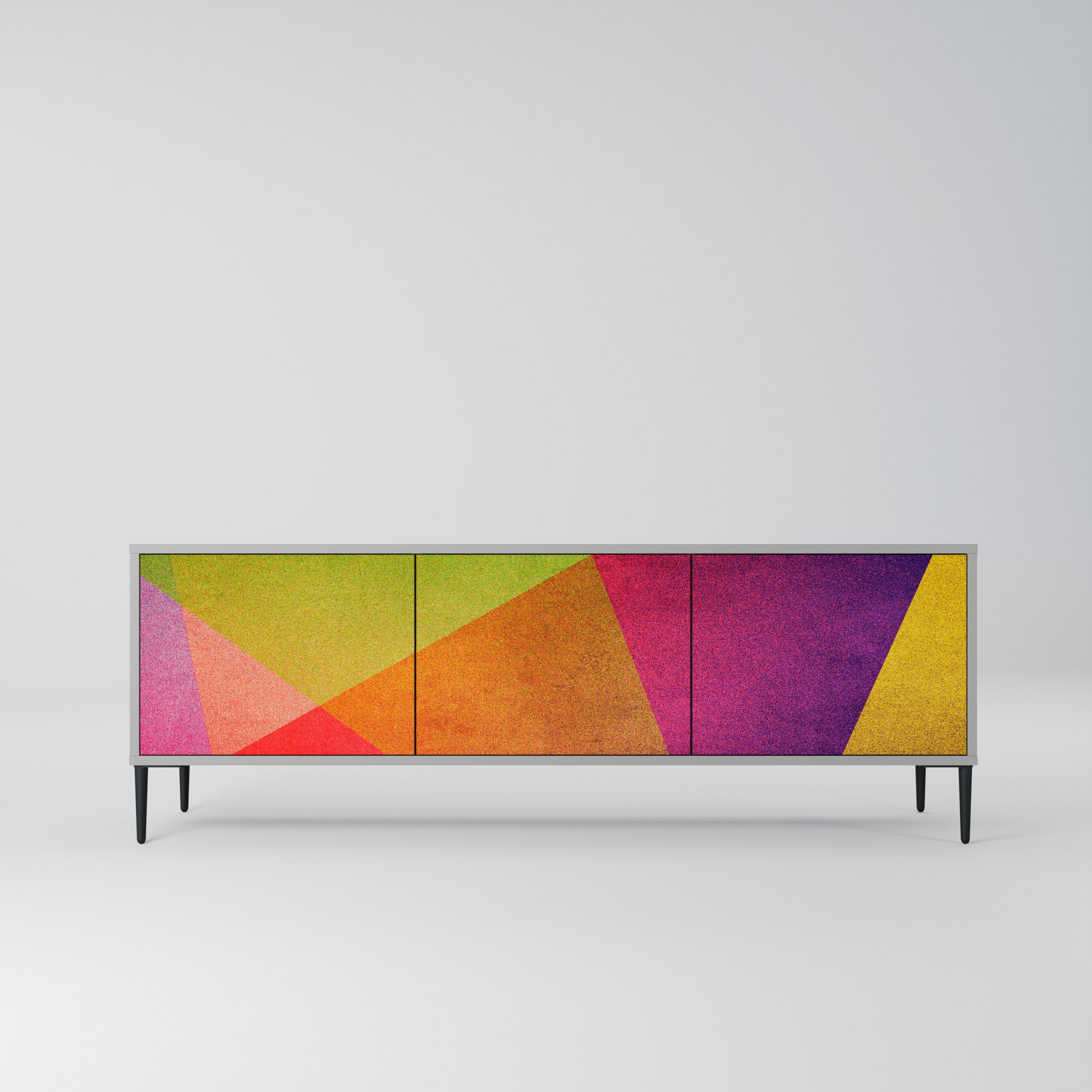 Meuble TV 3 portes VIVID GEOMETRY, finition grise