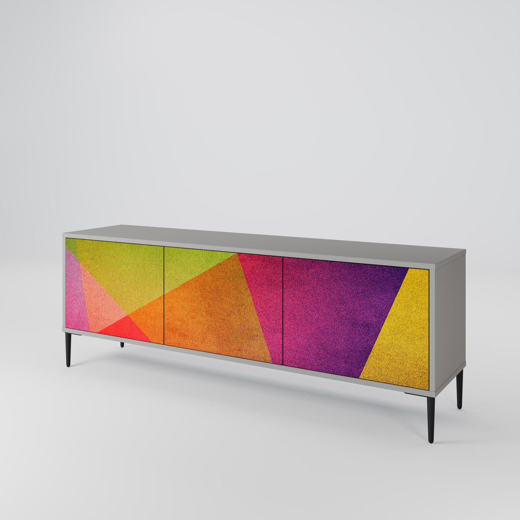 Meuble TV 3 portes VIVID GEOMETRY, finition grise