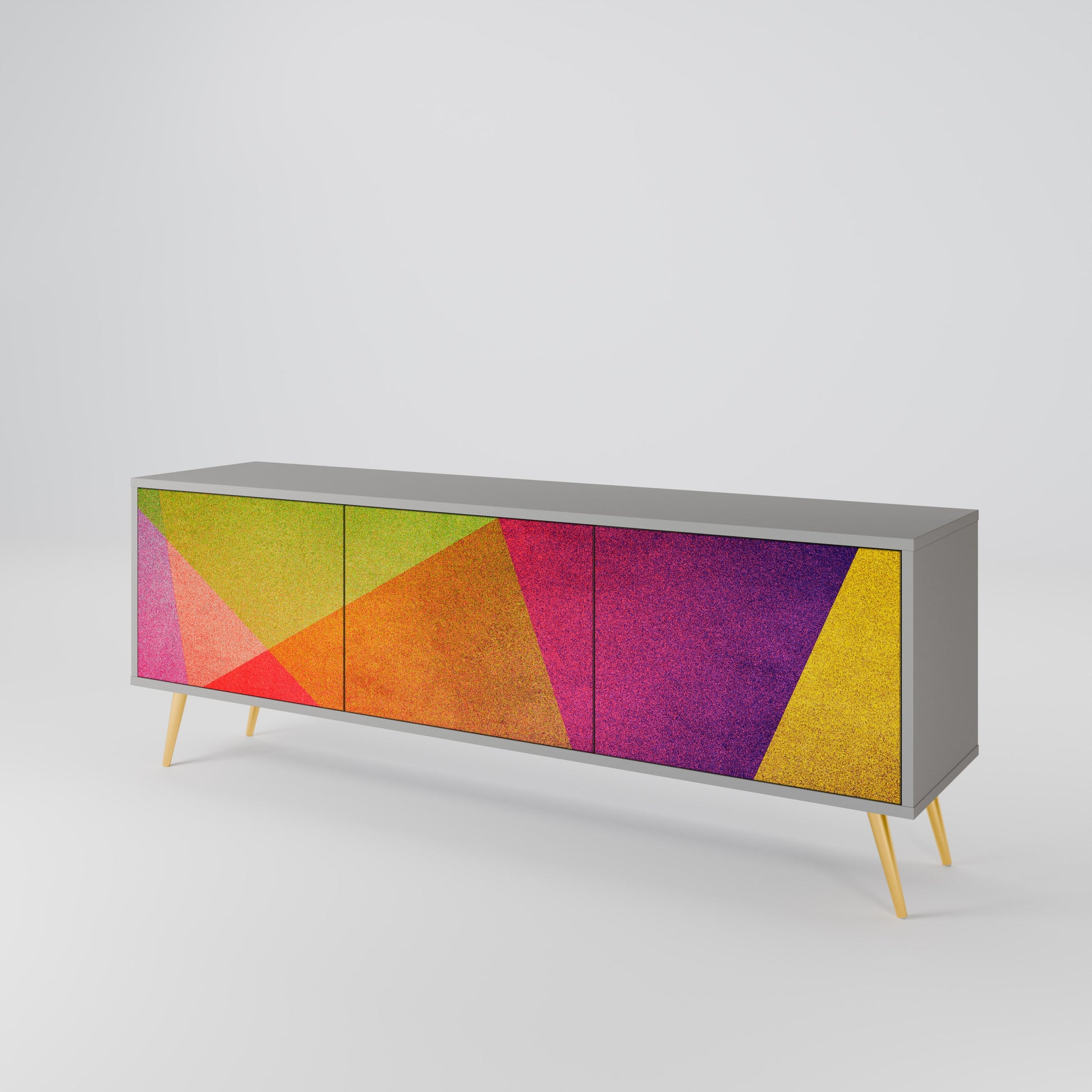 Meuble TV 3 portes VIVID GEOMETRY, finition grise