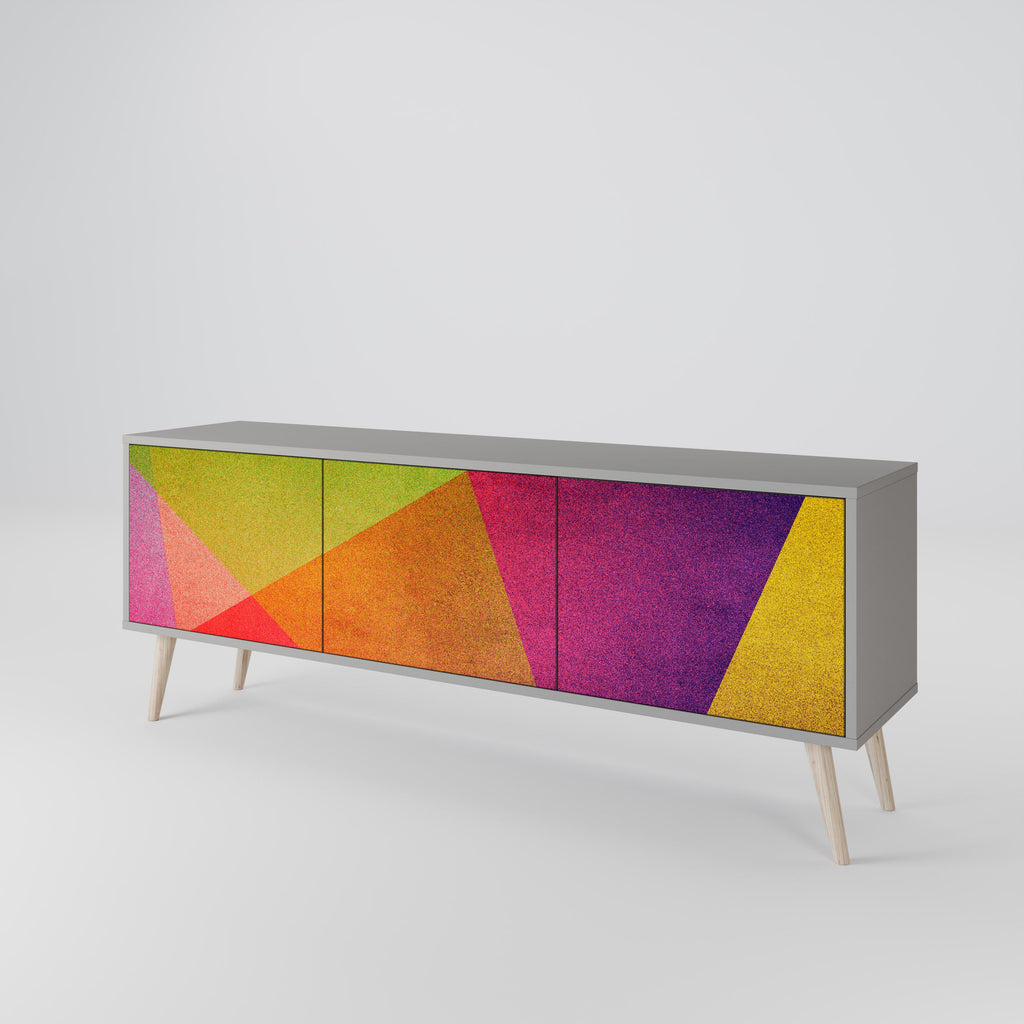 Meuble TV 3 portes VIVID GEOMETRY, finition grise